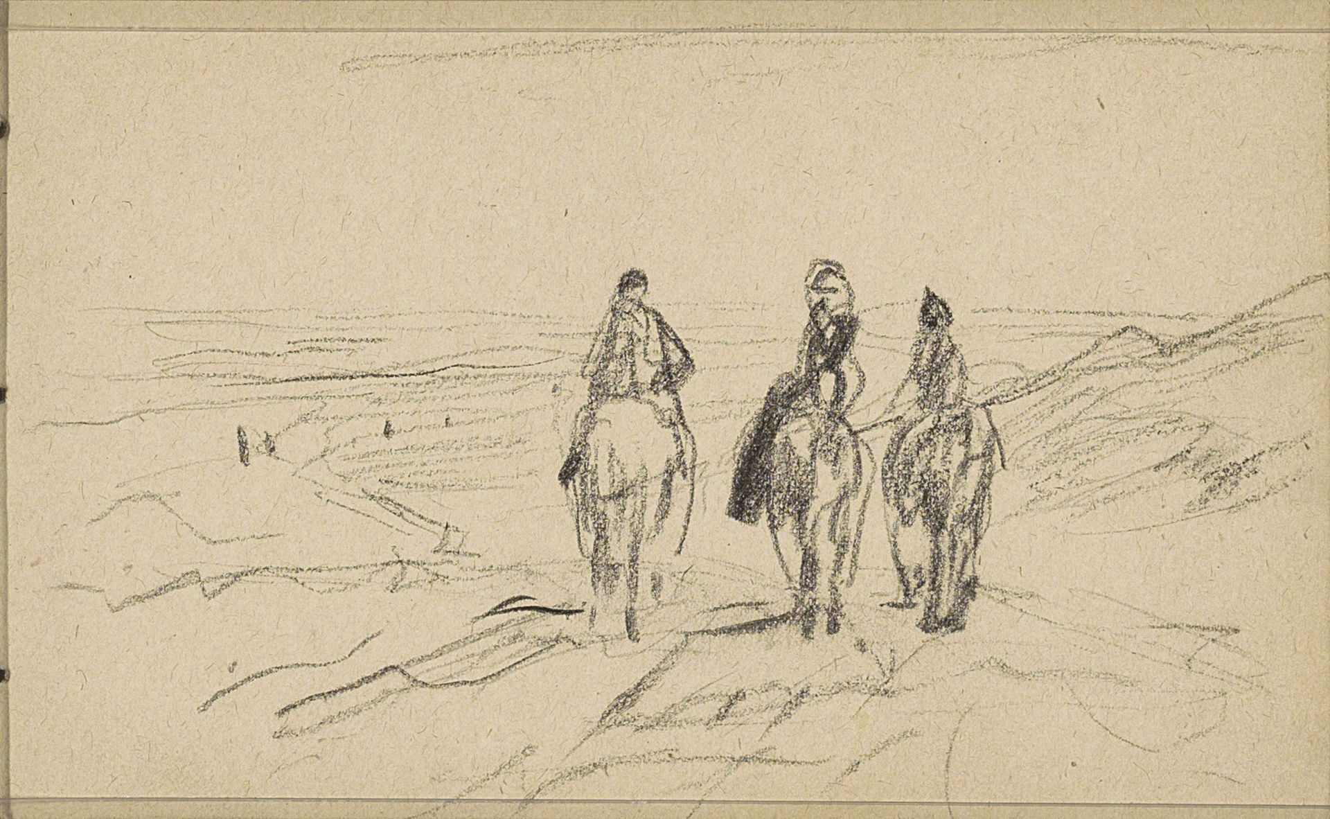 Drie ruiters in de duinen by Anton Mauve