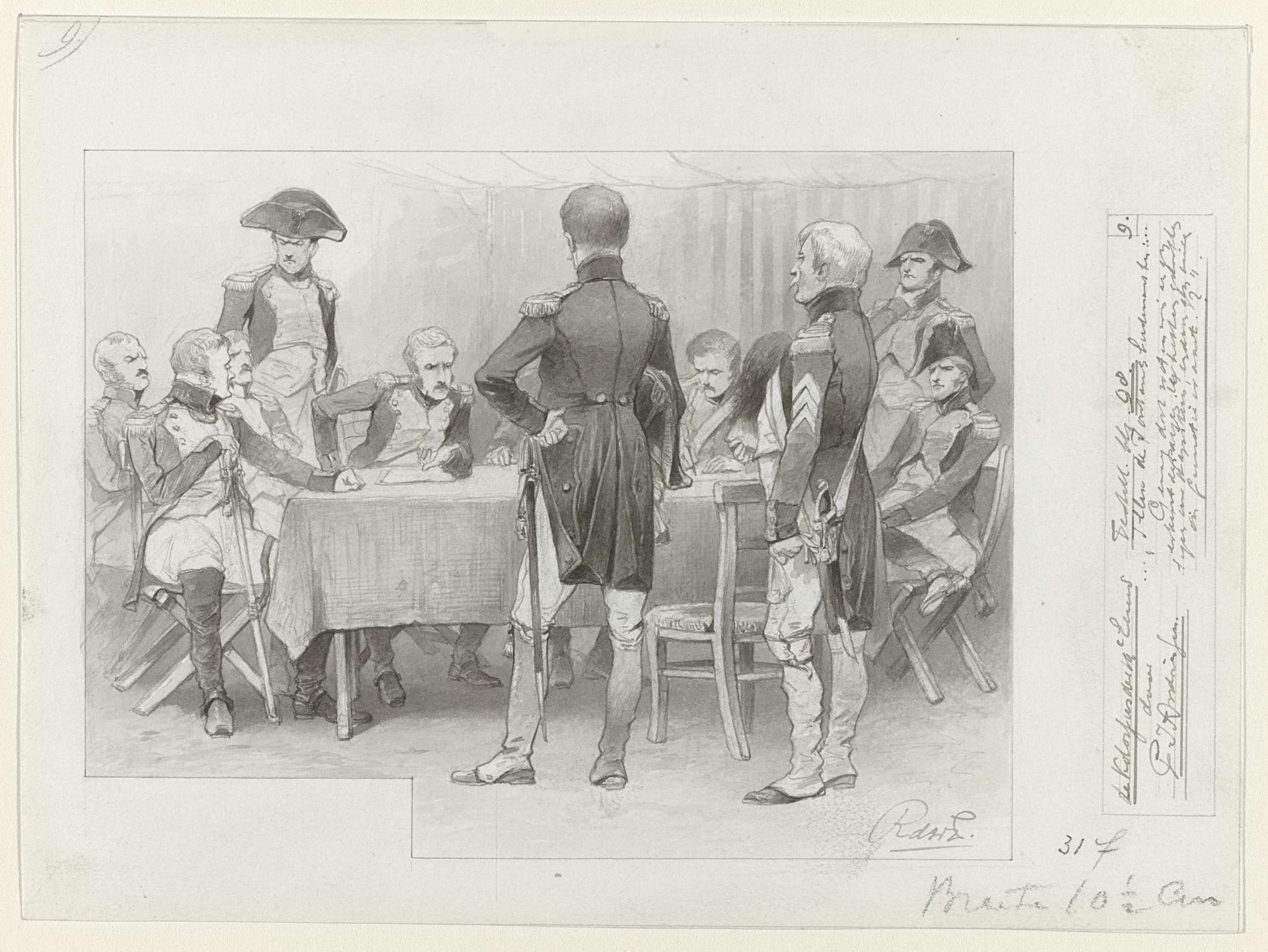 Ontwerp voor illustratie voor De Kolossus der Negentiende Eeuw door P.J. Andriessen (Textill., blz. 98); scène uit het leven van Napoleon by George Lodewijk de Wetstein Pfister