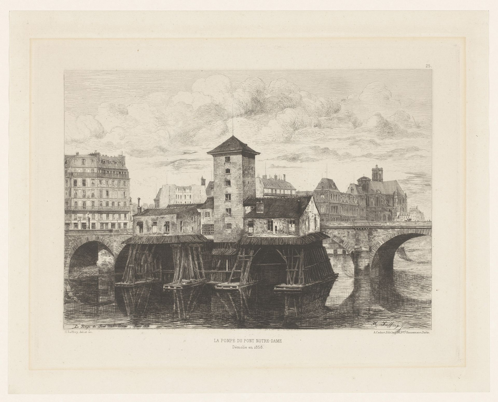 Gezicht op de Pont Notre-Dame by Henri Alexandre Saffrey