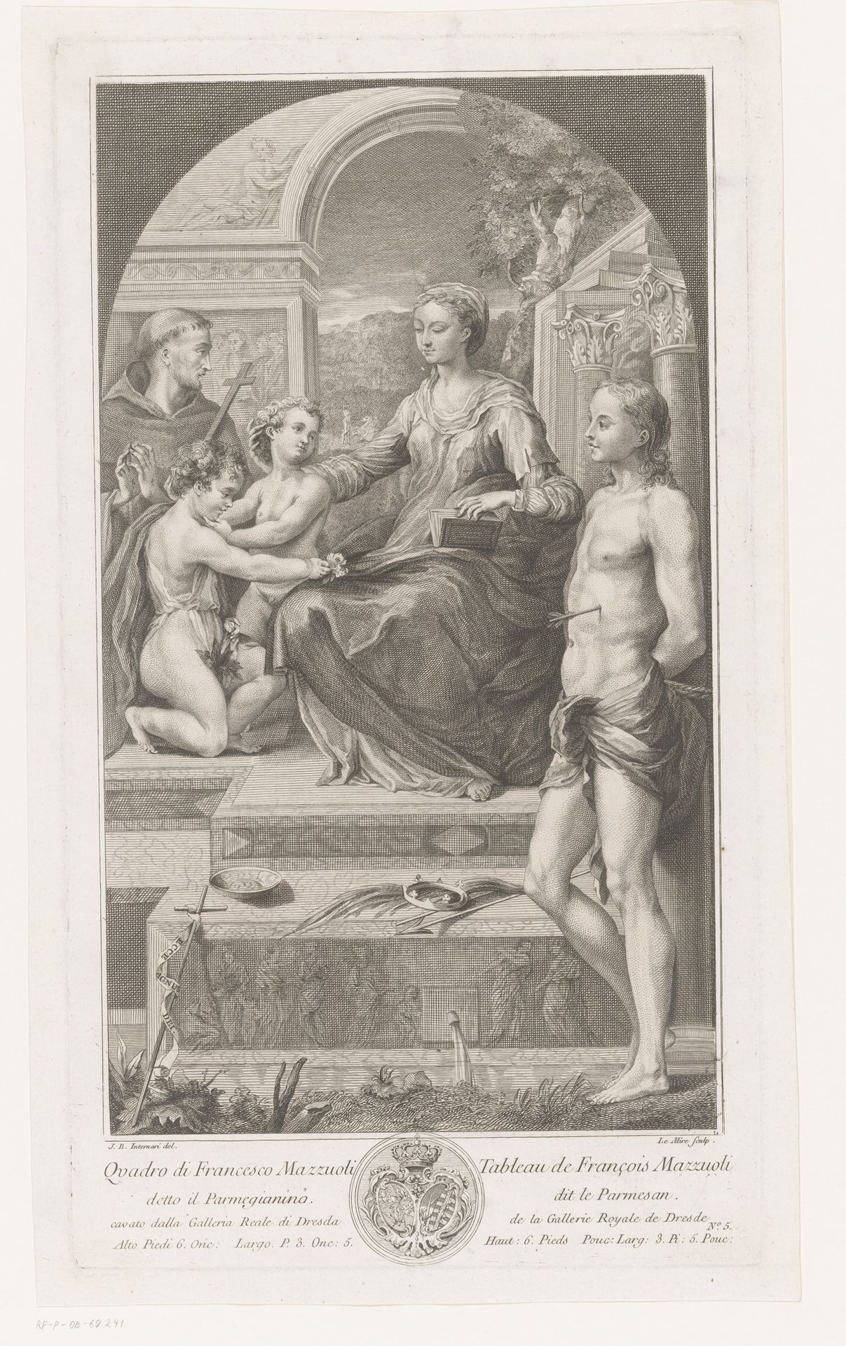 Madonna met Kind, Johannes, Franciscus van Assisi en H. Sebastiaan by Noël Le Mire