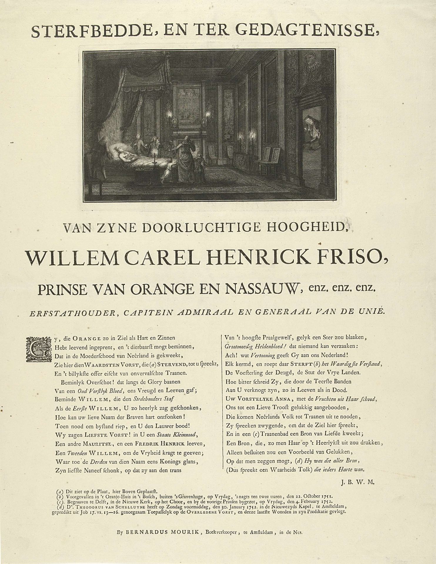Overlijden van prins Willem IV, 1751 by Anonymous