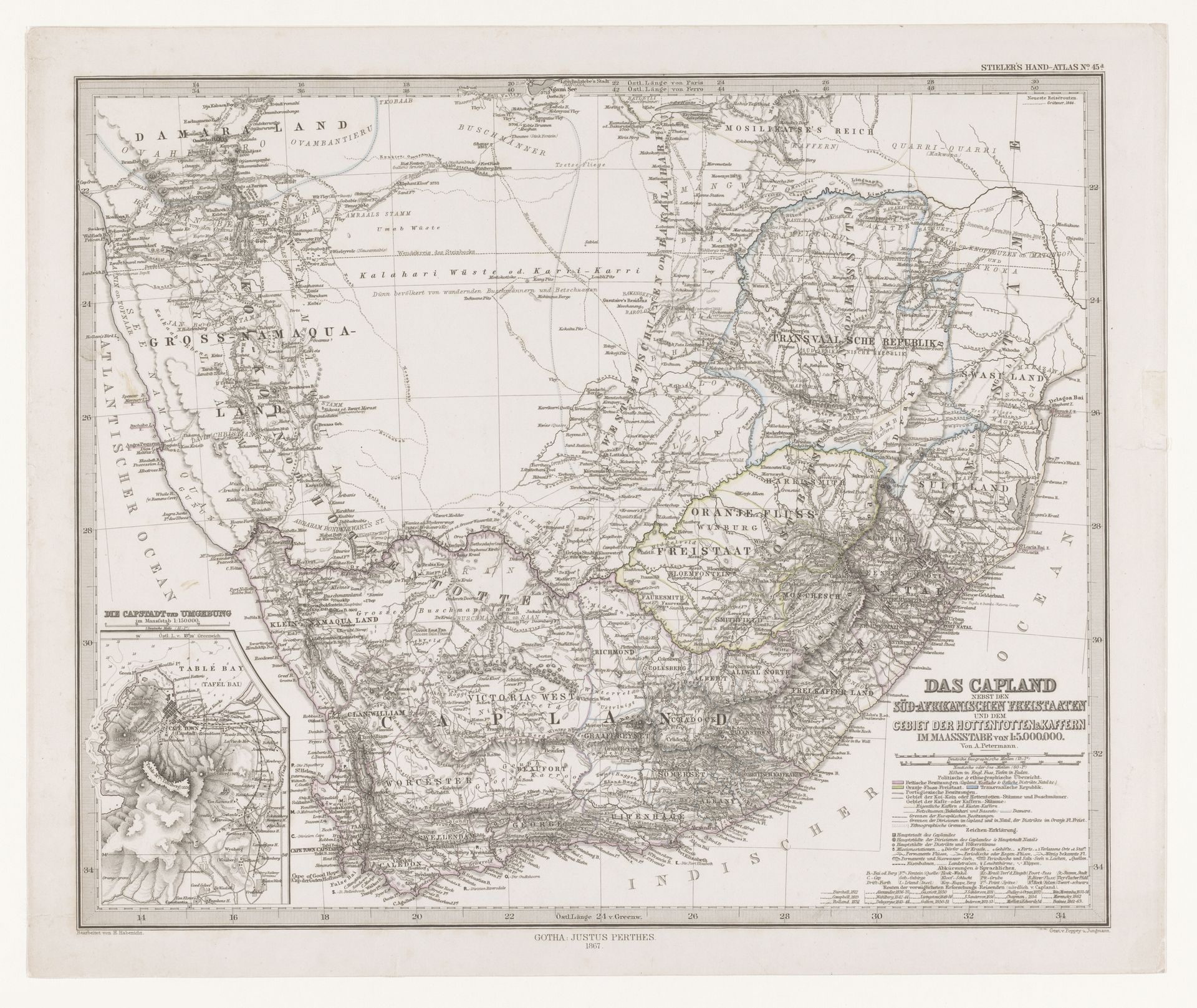 Kaart van Zuid-Afrika met de voormalige Kaapkolonie by Carl Jungmann