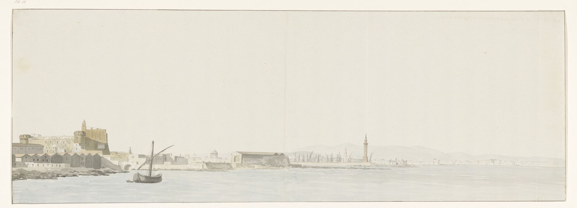 Gezicht op Napels vanaf zee by Louis Ducros