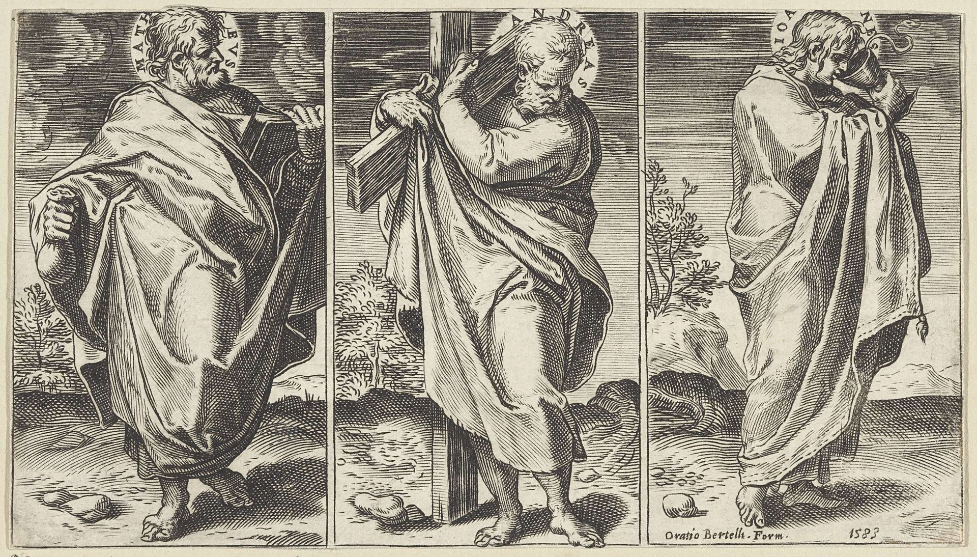 Matteüs, Andreas en Johannes by Agostino Carracci