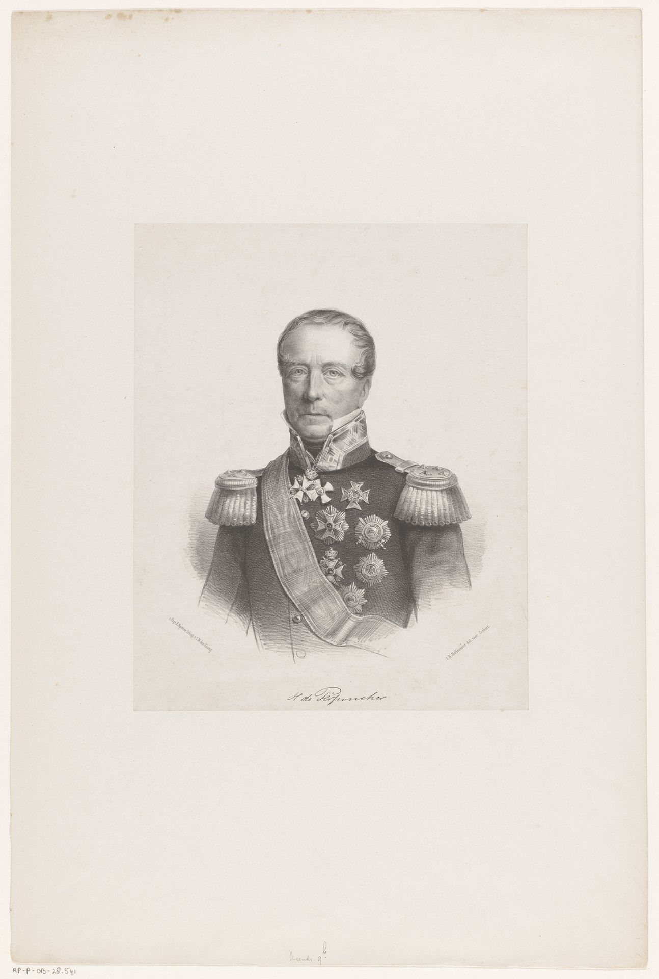 Portret van Henri de Perponcher by Johan Hendrik Hoffmeister