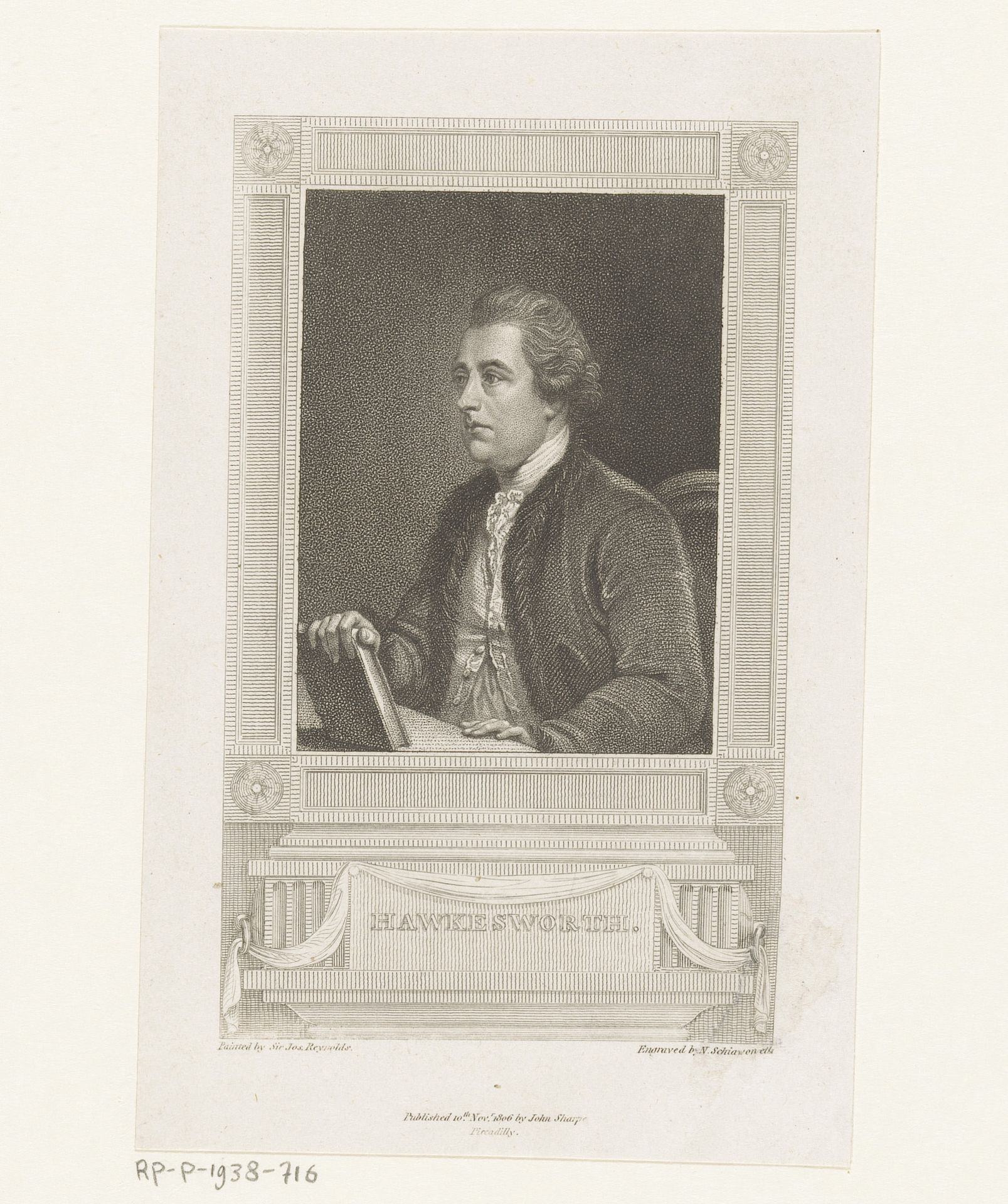 Portret van schrijver John Hawkesworth by Natale Schiavoni