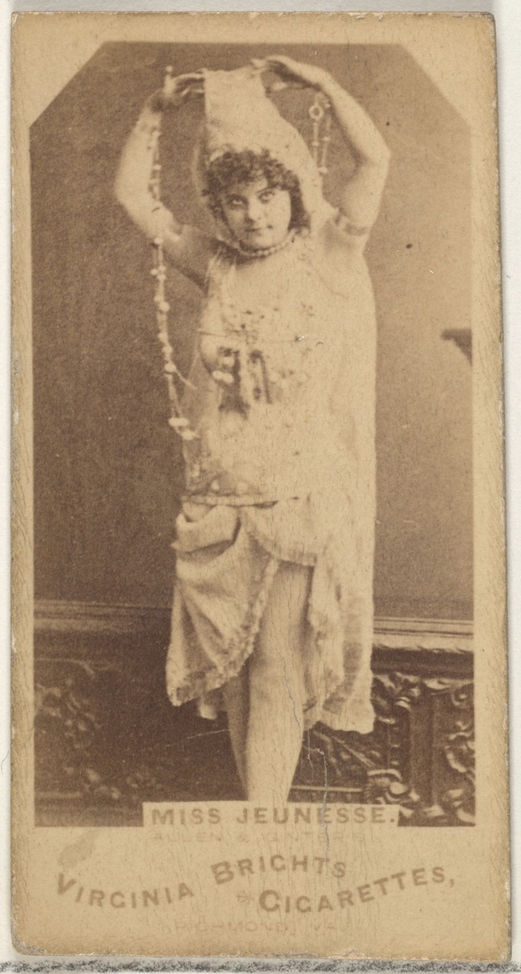 Miss Jeunesse, from the Actors and Actresses series (N45, Type 1) for Virginia Brights Cigarettes by Allen & Ginter