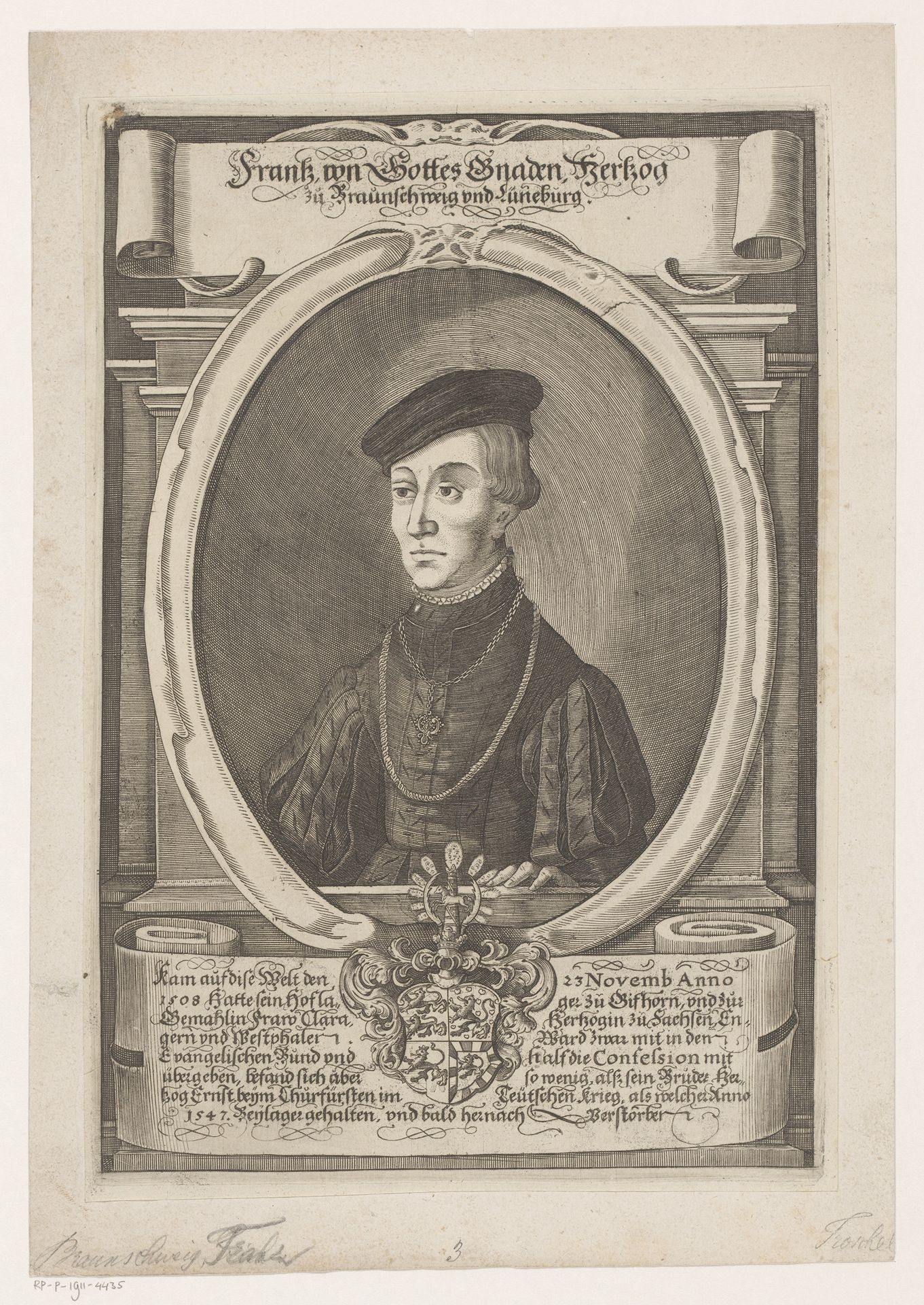 Portret van Franz, Herzog von Braunschweig-Lüneburg by Peter Troschel