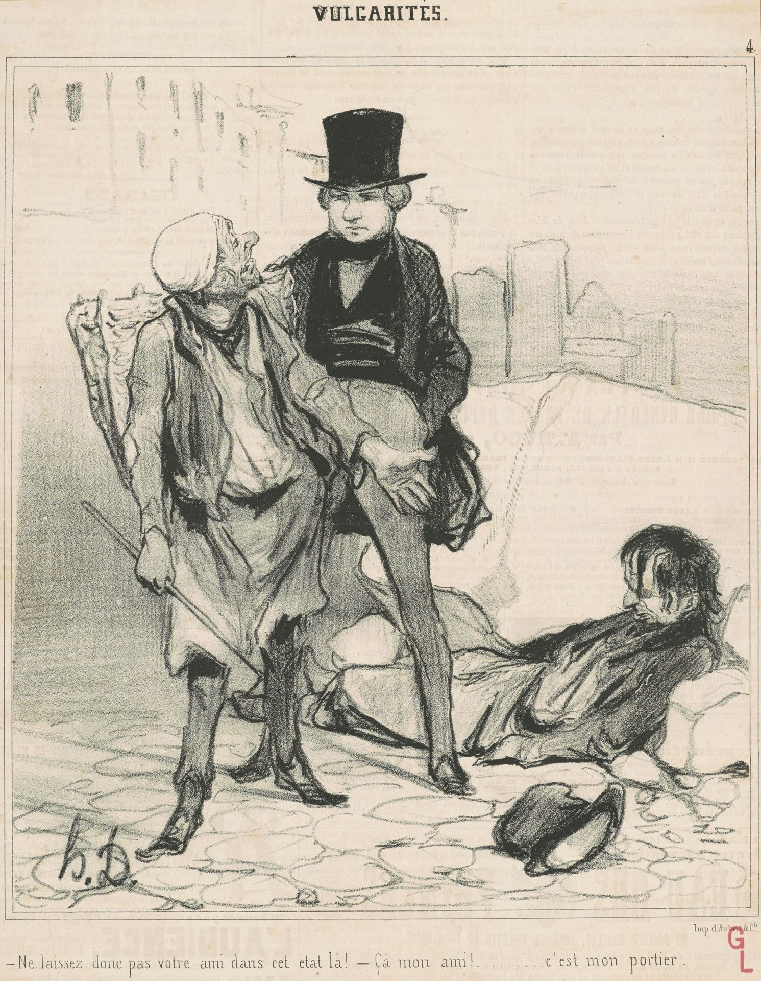 Ne laissez donc pas votre ami dans cet état la! by Honoré Daumier