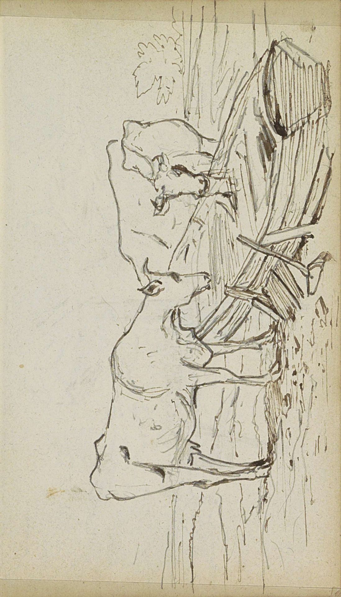Koeien bij een voederbak by Johannes Tavenraat