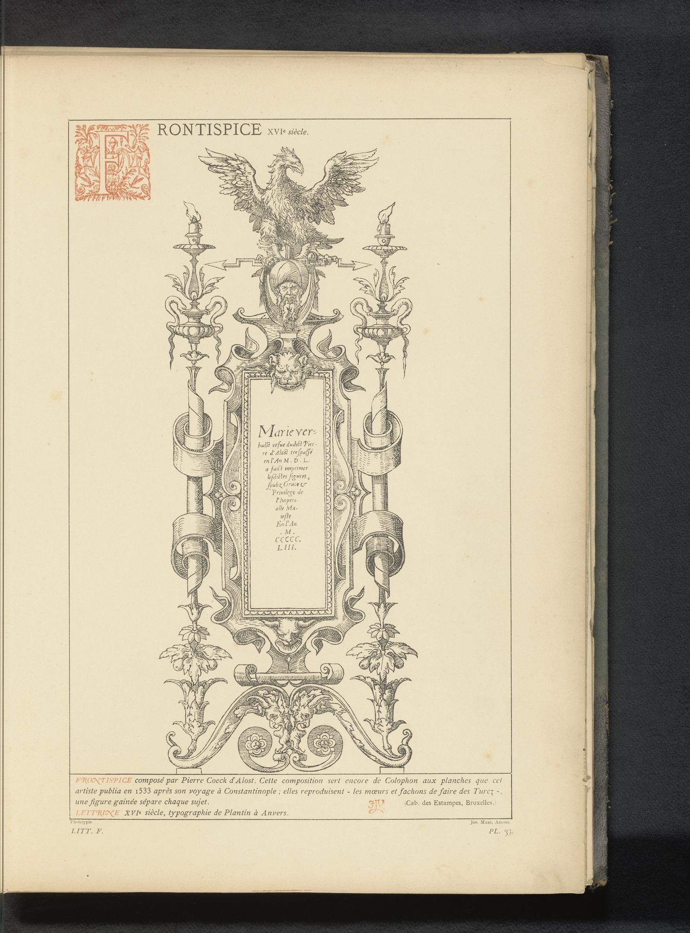 Reproductie van een titelpagina met grotesken, ontworpen door Pieter Coecke van Aelst I by Anonymous