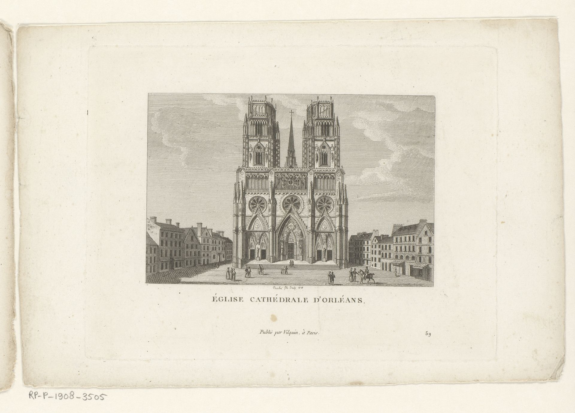 Gezicht op de Kathedraal van Orléans by François Louis Couché