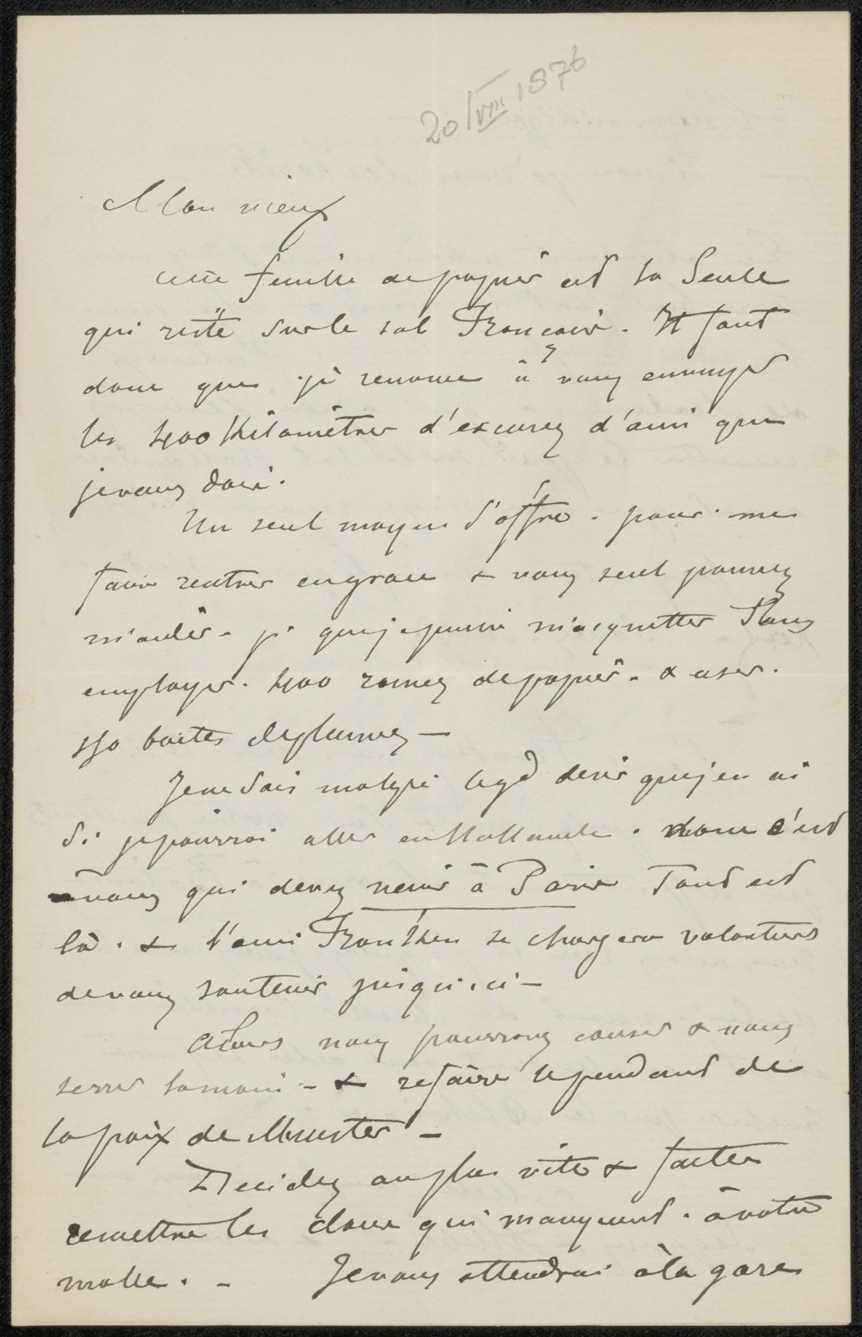 Brief aan Jan Hendrik Maschaupt by Adolphe Mouilleron