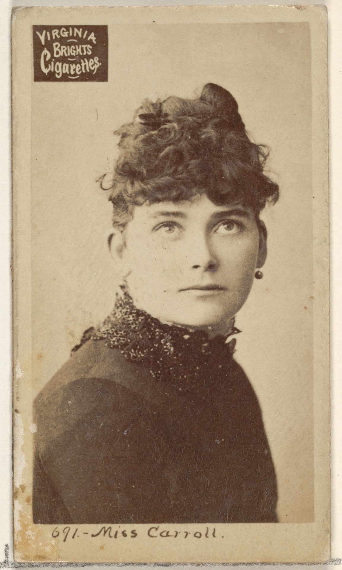 Card 691, Miss Carroll, from the Actors and Actresses series (N45, Type 2) for Virginia Brights Cigarettes by Allen & Ginter