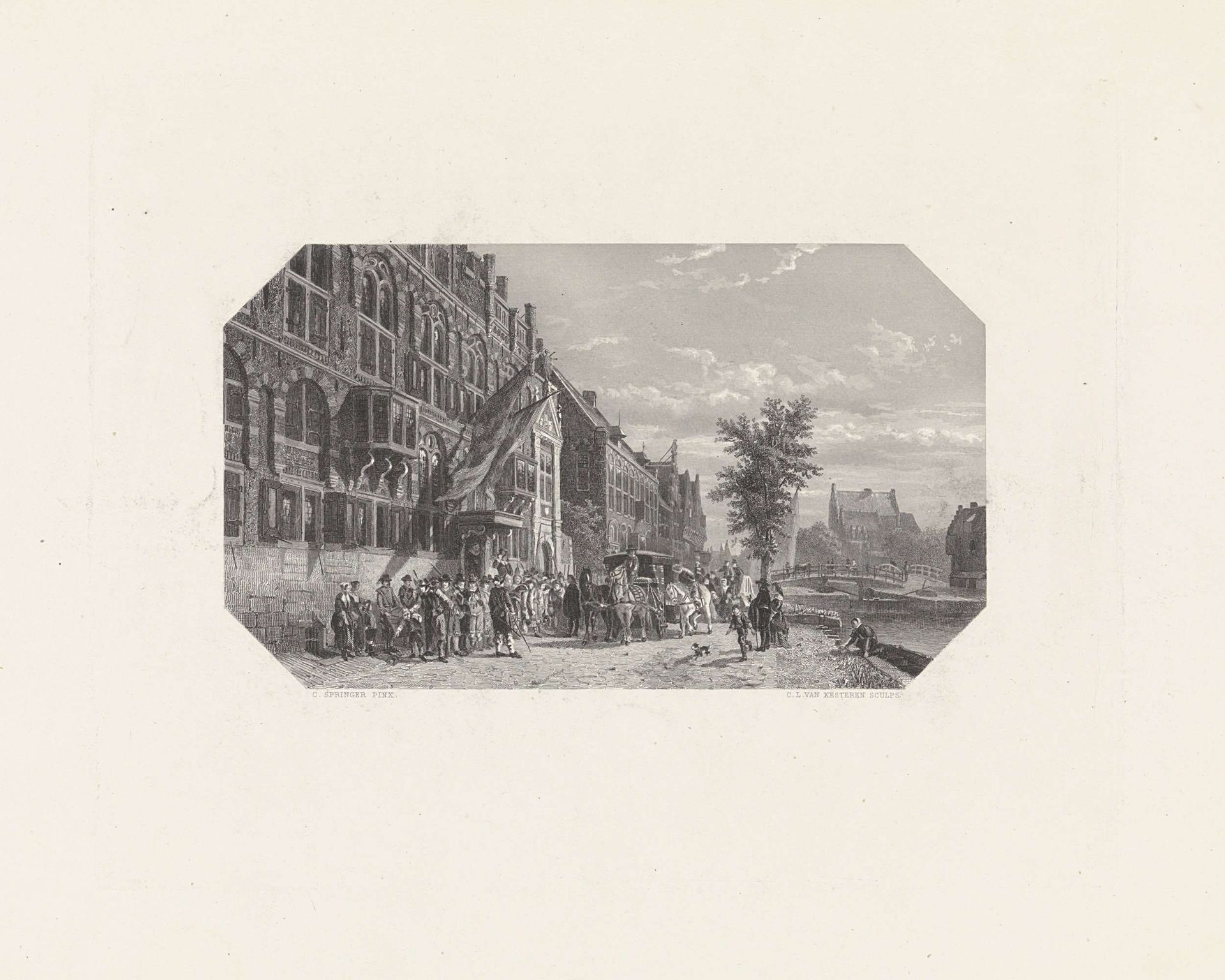 Schuttersdoelen te Amsterdam, ca 1650 by Christiaan Lodewijk van Kesteren