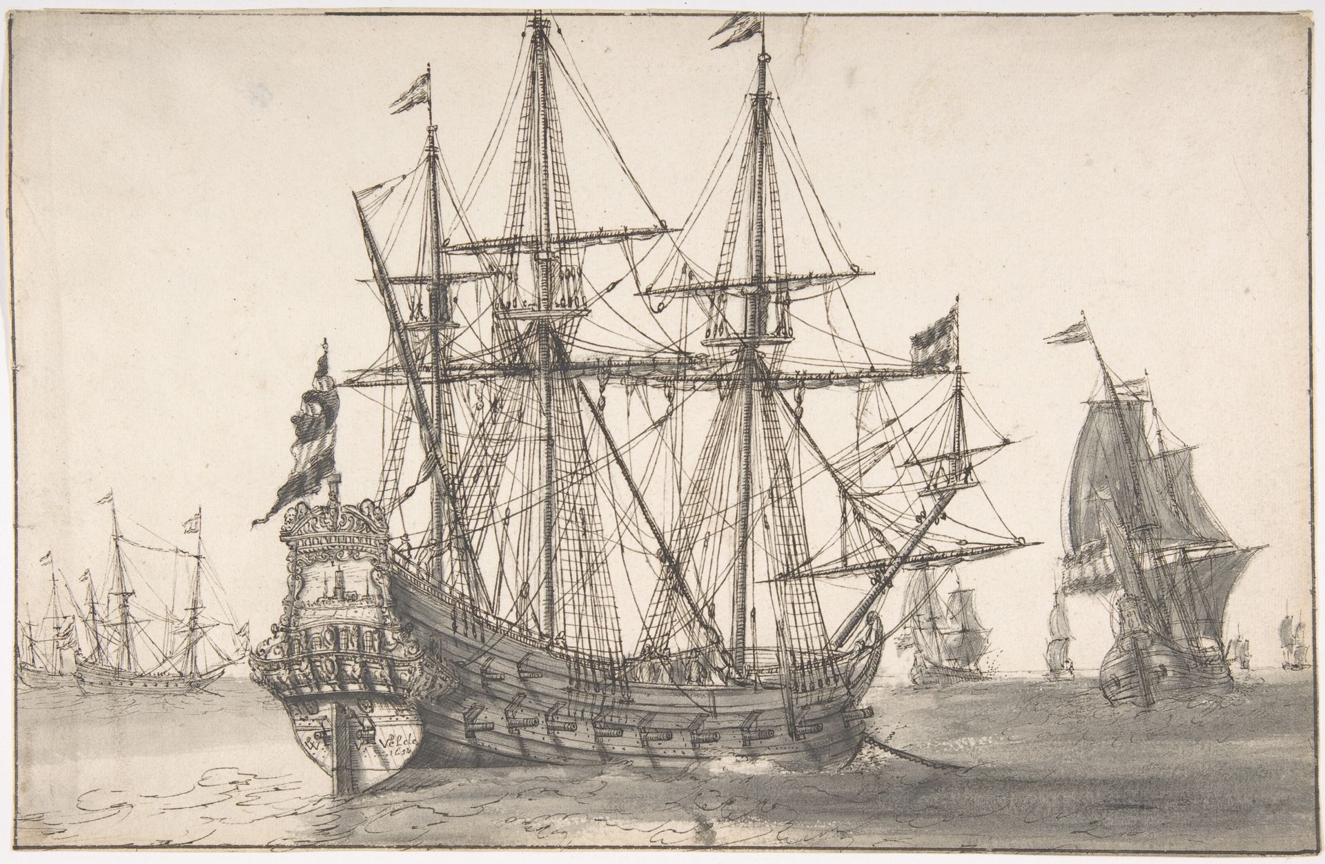 Dutch Men of War at Anchor by Willem van de Velde I