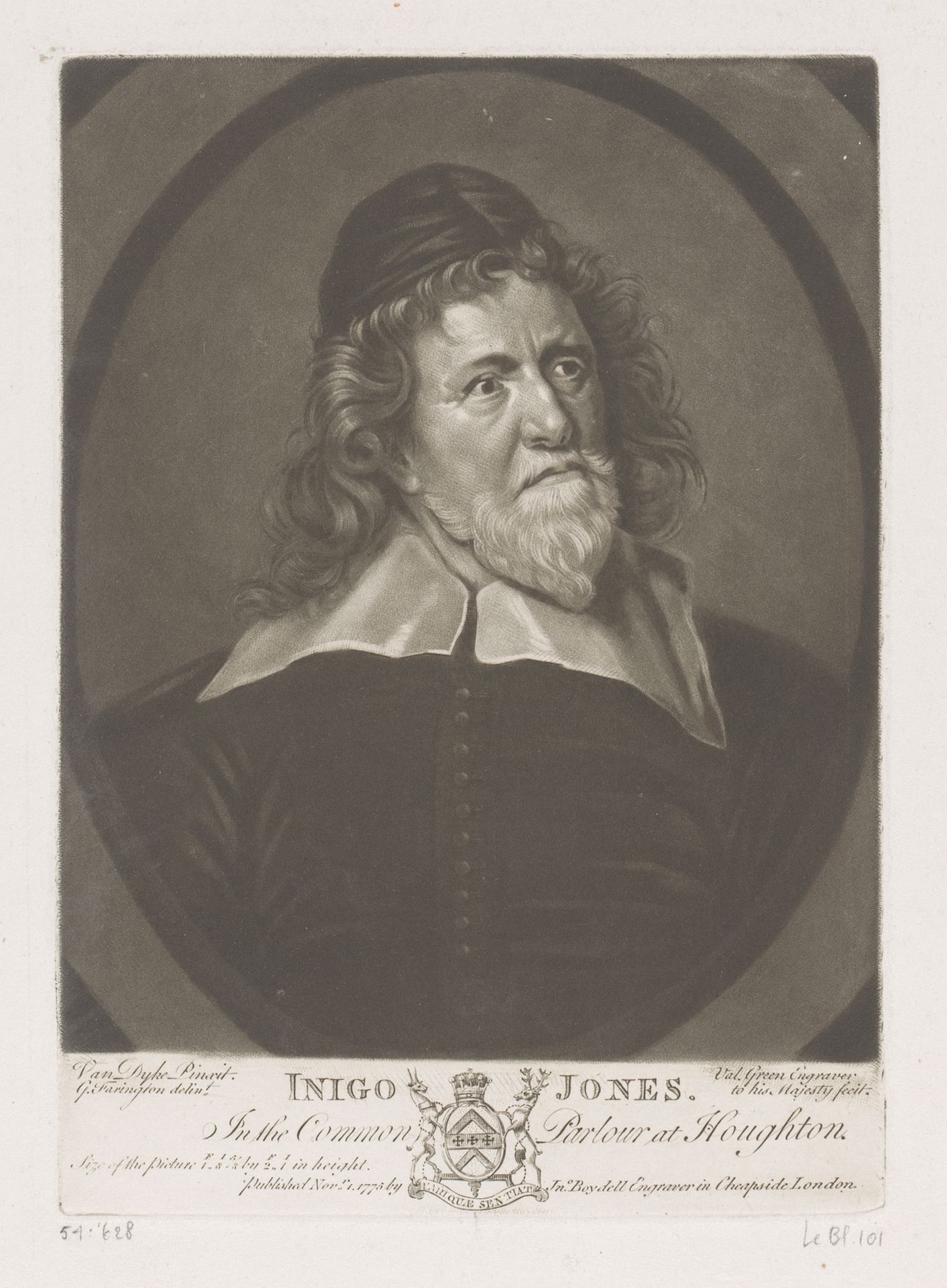 Portret van Inigo Jones by Valentine Green