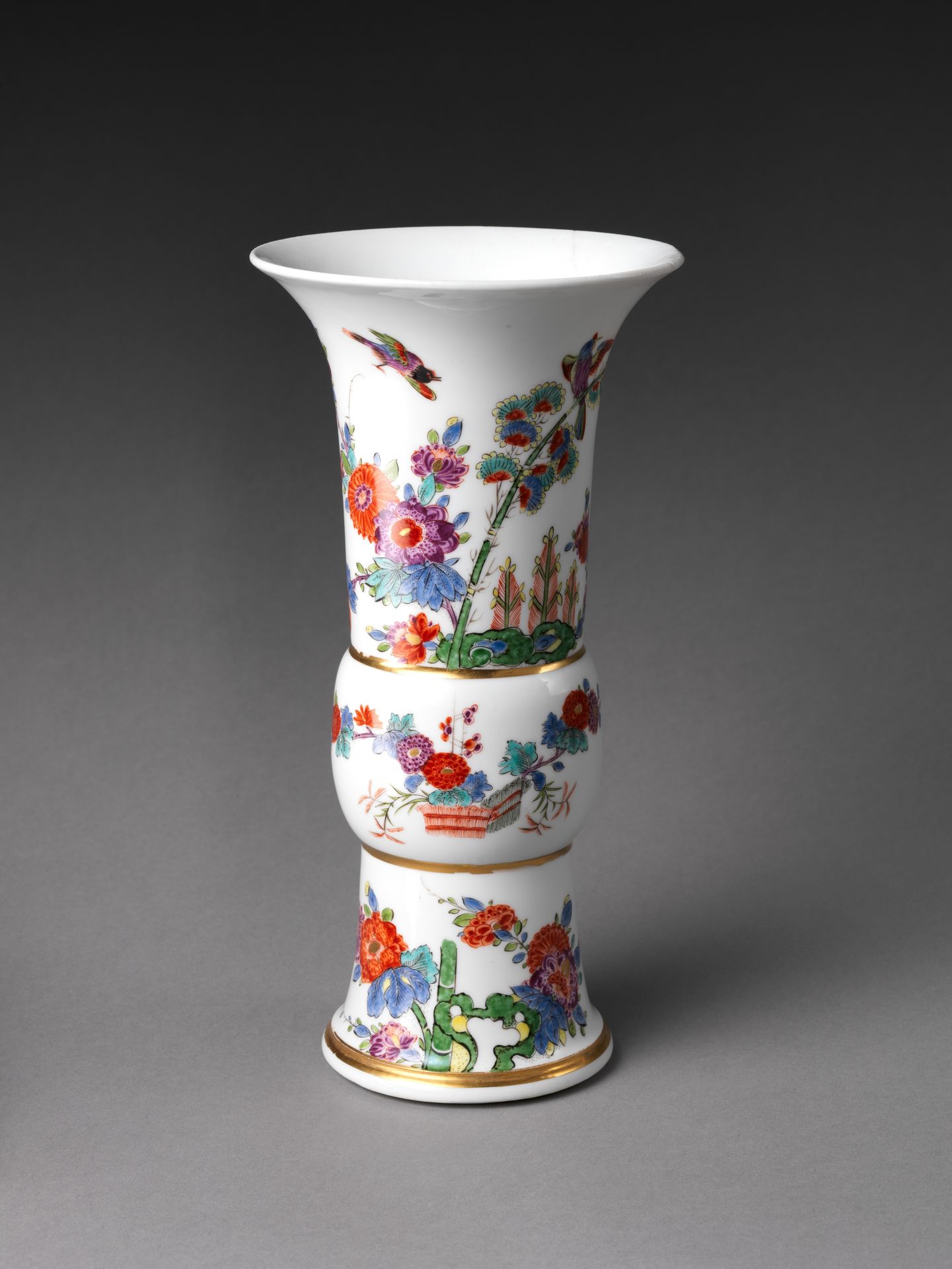 Vase with flowers and birds (one of a pair) by Meissen Manufactory