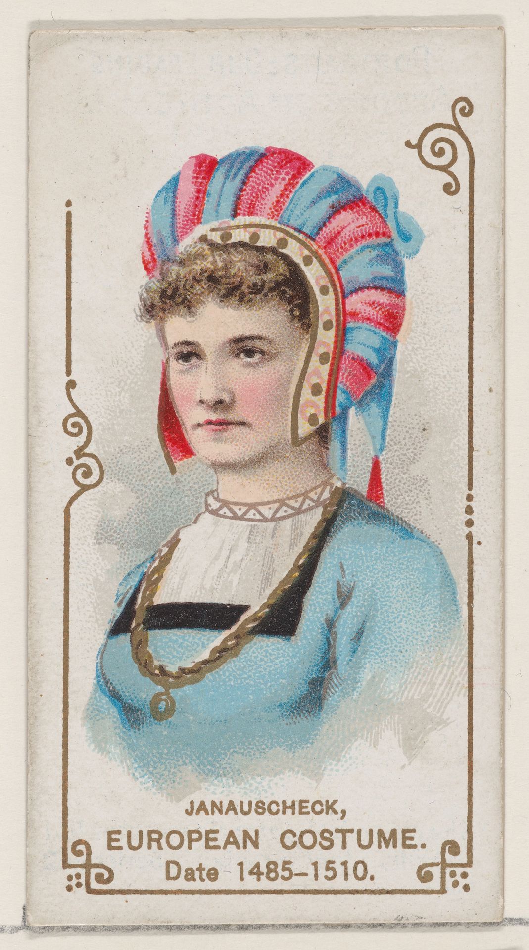 Janauscheck in European Costume from 1485-1510, from the set Actors and Actresses, First Series (N70) for Duke brand cigarettes by W. Duke, Sons & Co.