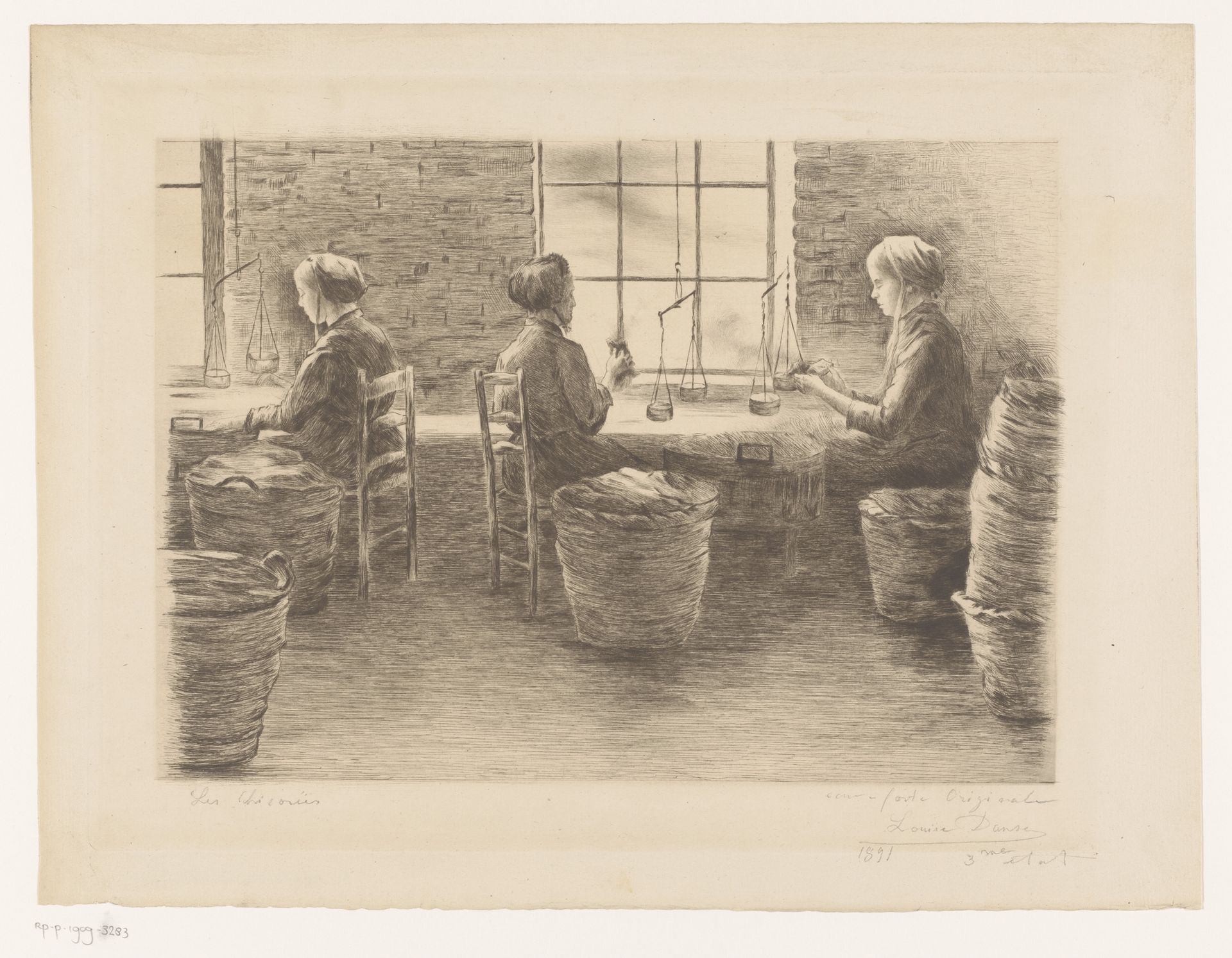 Drie vrouwen bereiden cichorei by Louise Danse