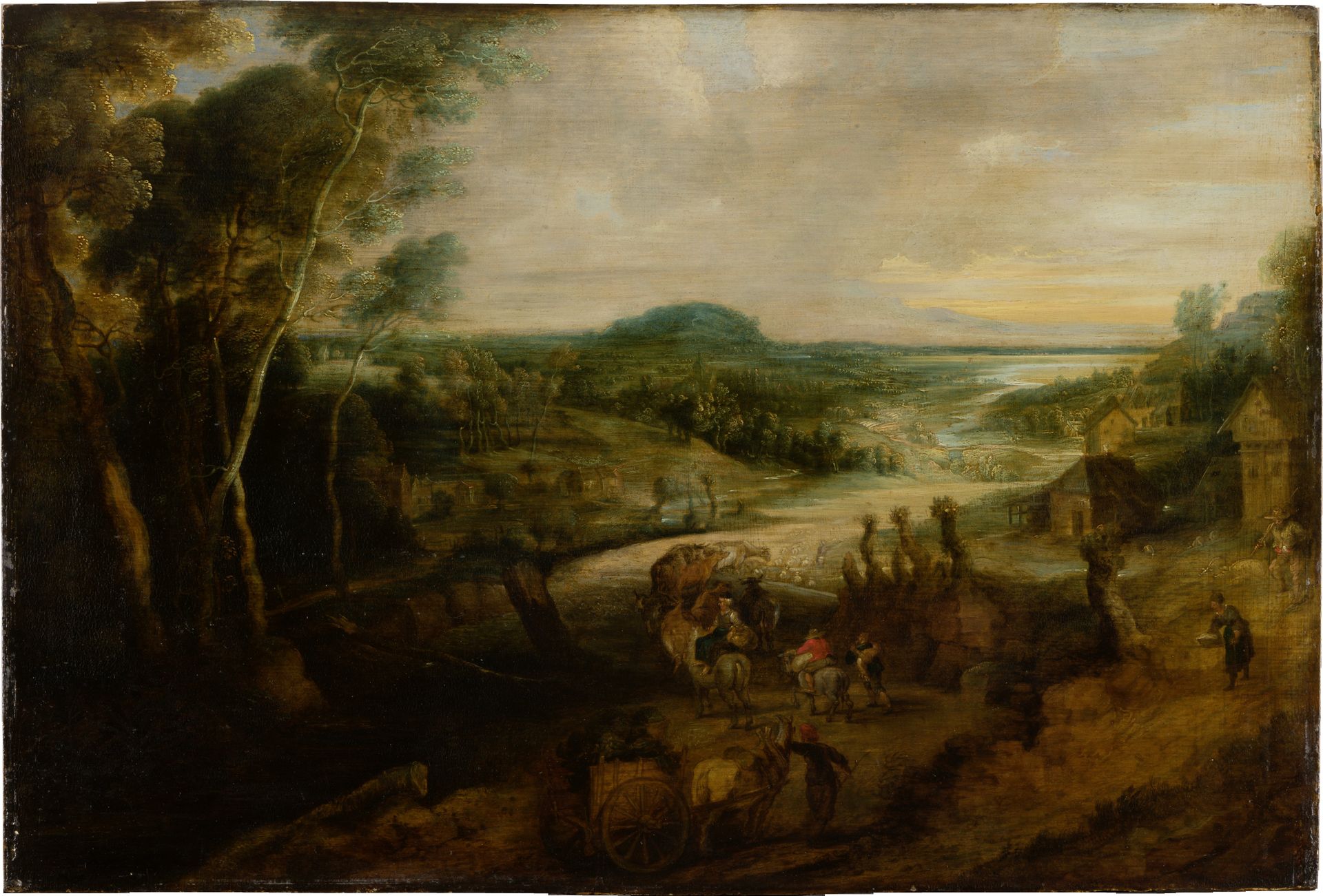 River Landscape with Peasants on the Way to Market by Lucas van Uden