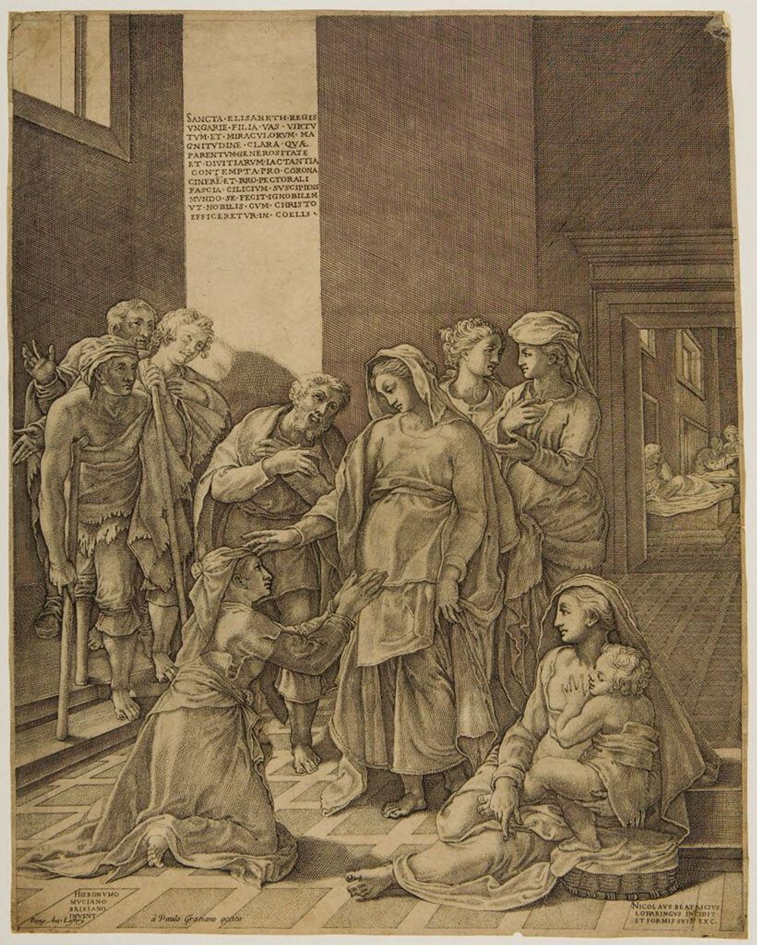 Saint Elizabeth of Hungary Visiting the Sick by Nicolas Beatrizet the Younger