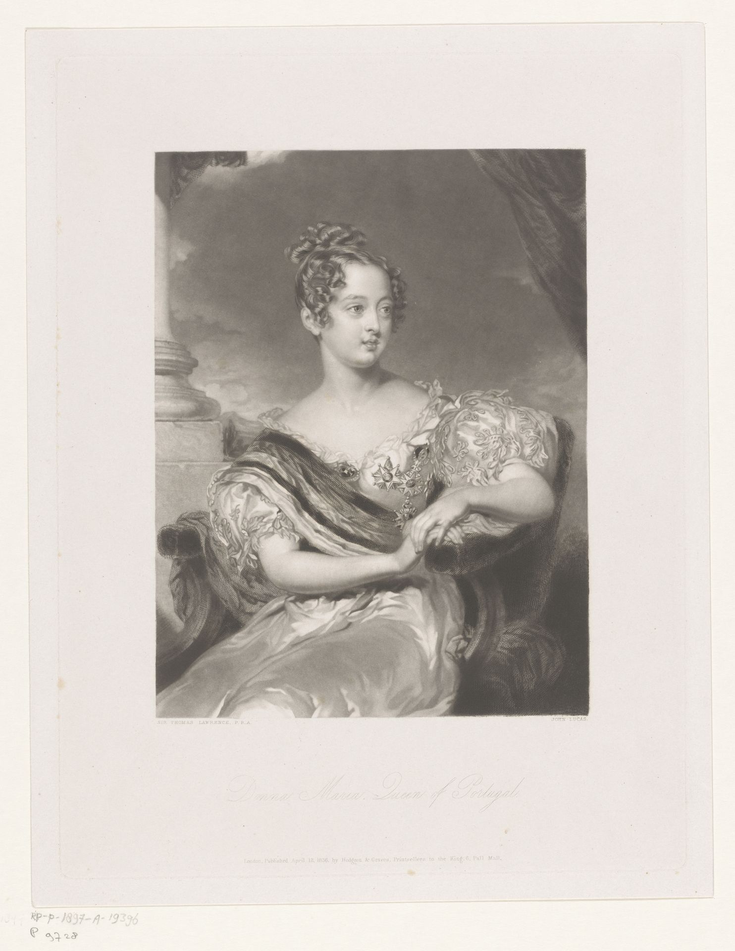 Portret van Maria II, koningin van Portugal by John Lucas