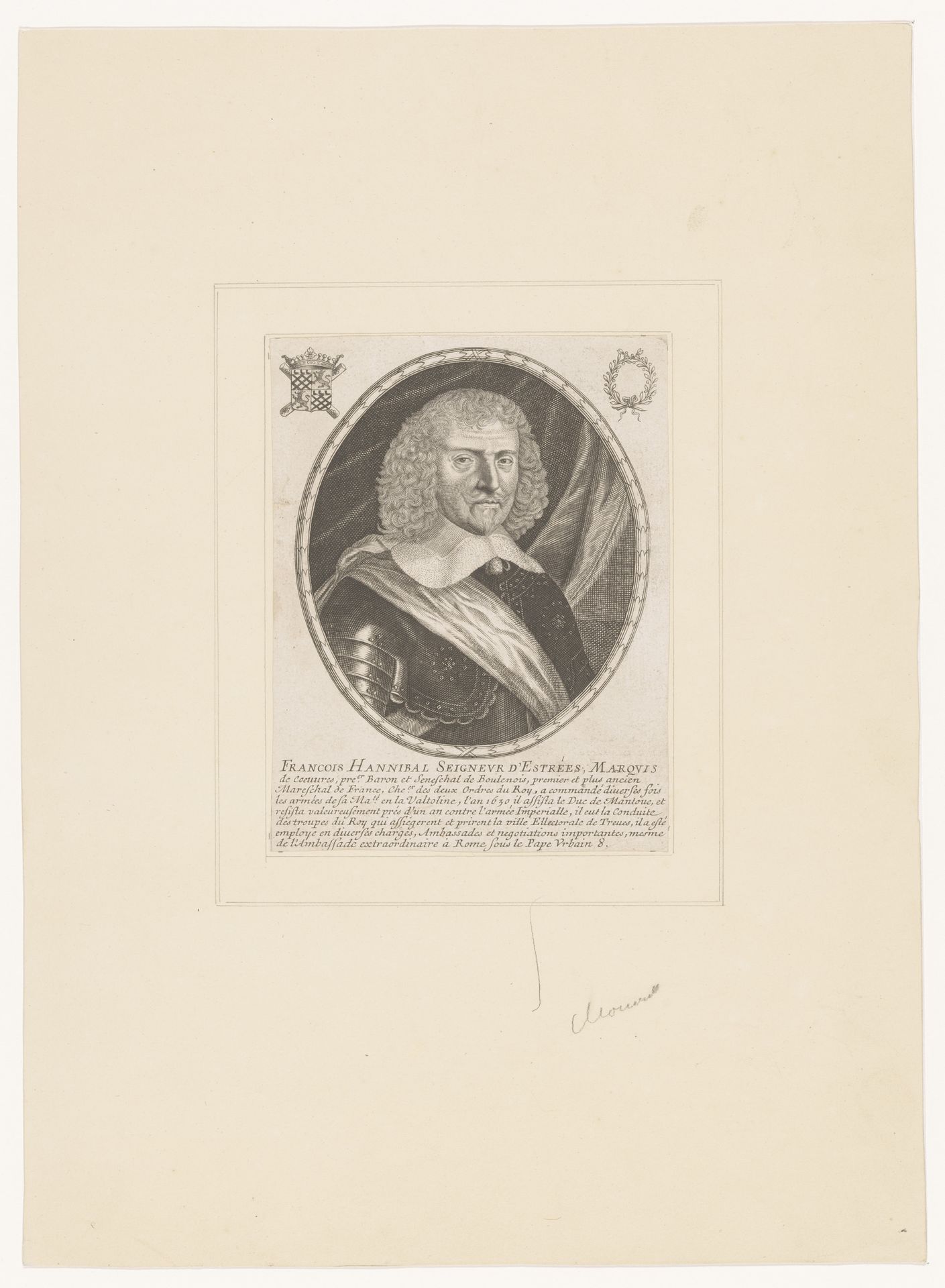 Portret van François Hannibal d'Estrées by Johannes (II) Valdor