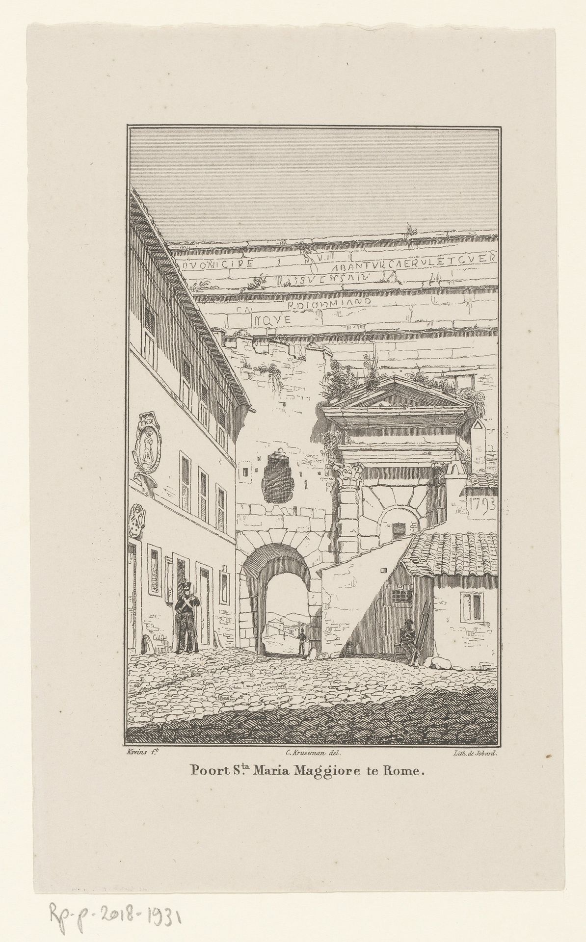 Gezicht op de Porta Maggiore, te Rome by Hilaire Antoine Kreins