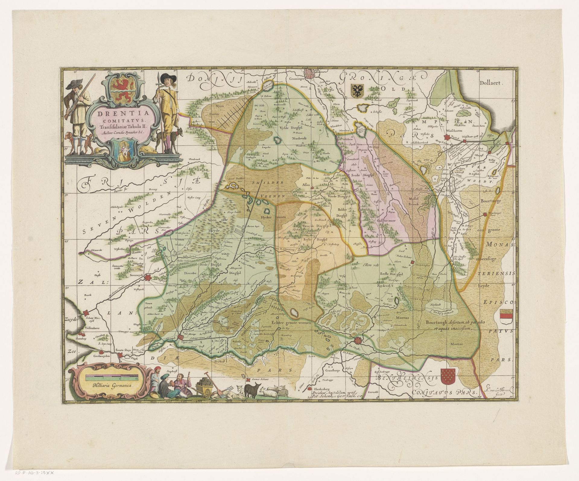 Kaart van Drenthe by Abraham van den Broeck
