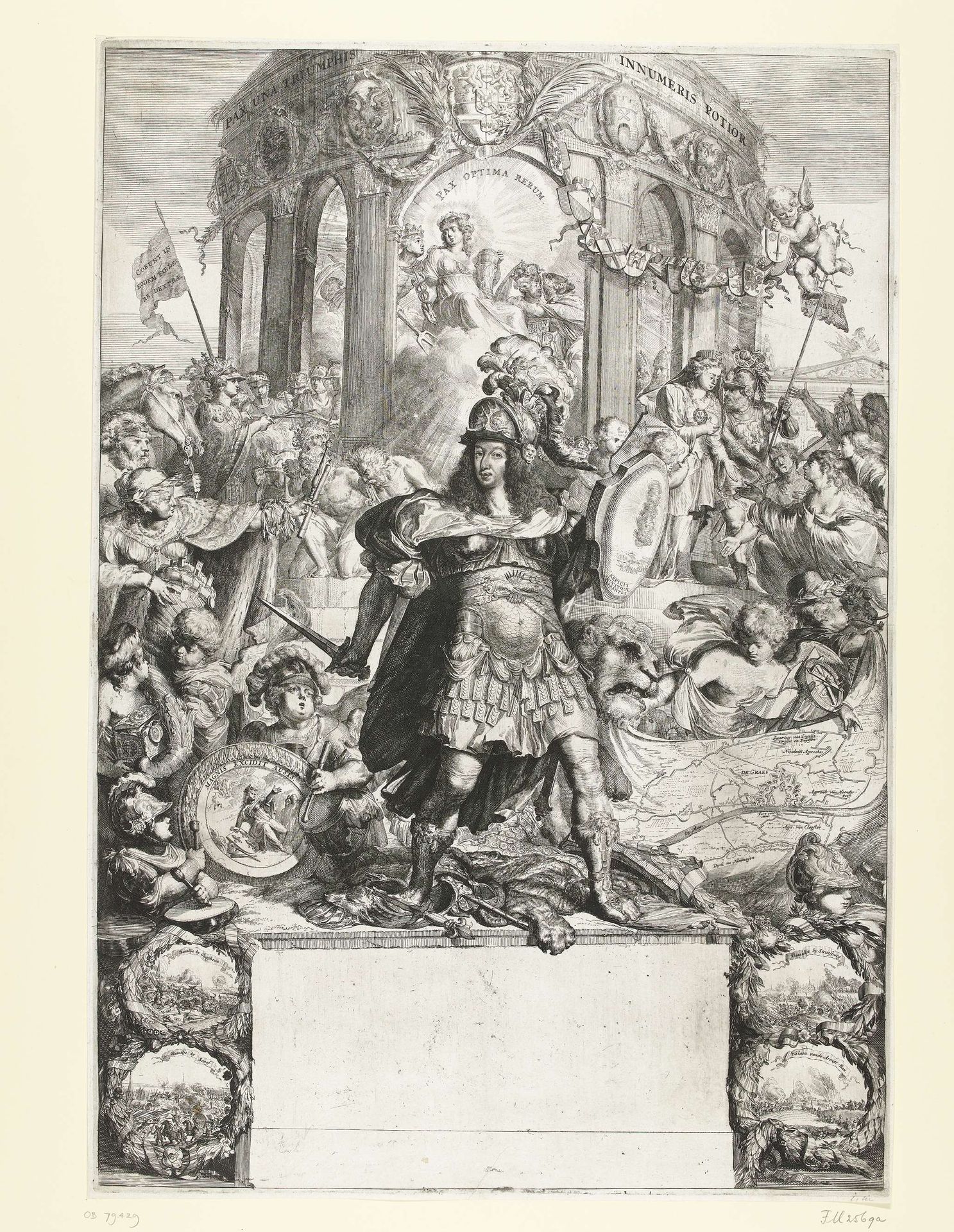 Allegorie op de overwinningen en vrede in 1674 by Romeyn de Hooghe