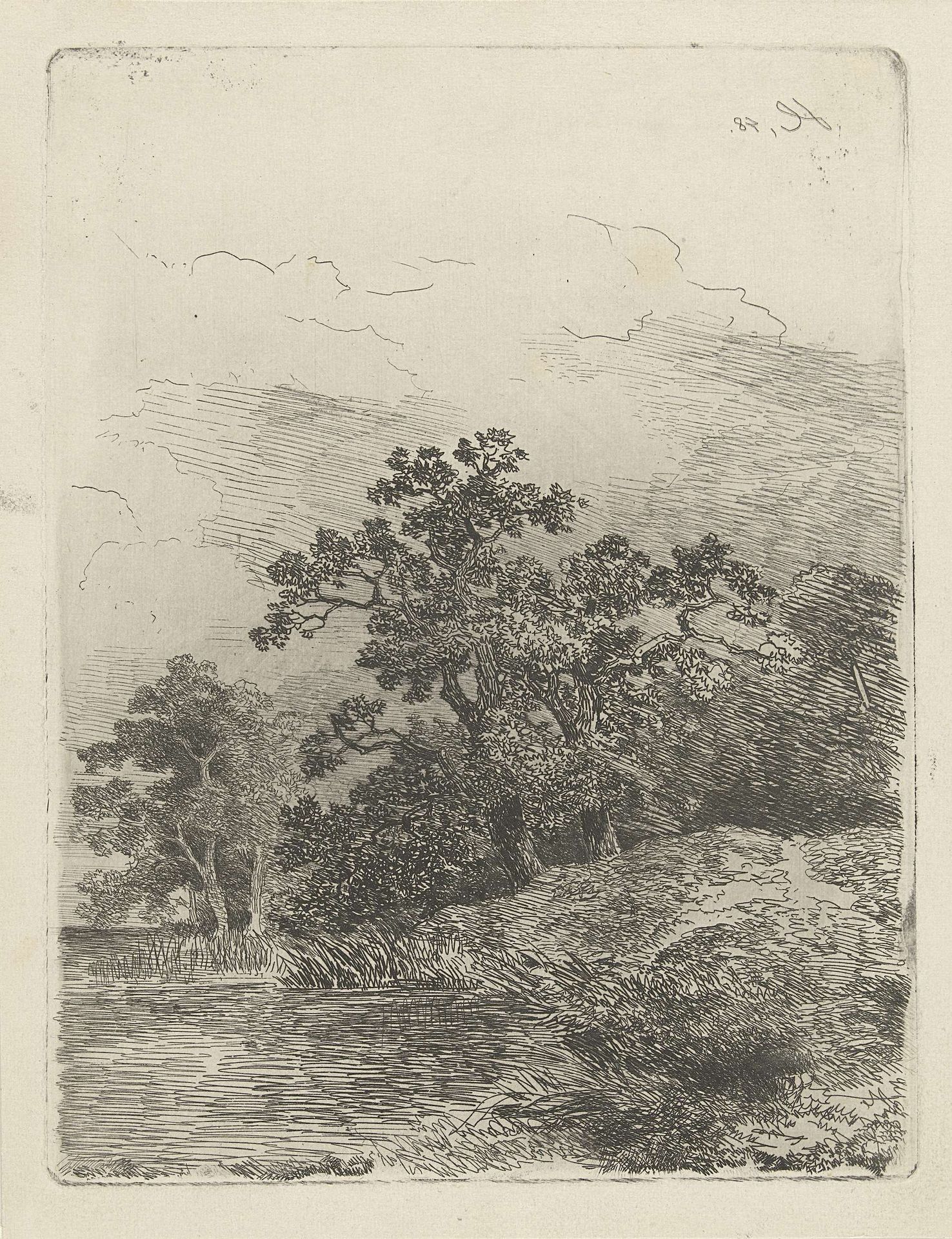 Bosgezicht met een meertje by Remigius Adrianus Haanen
