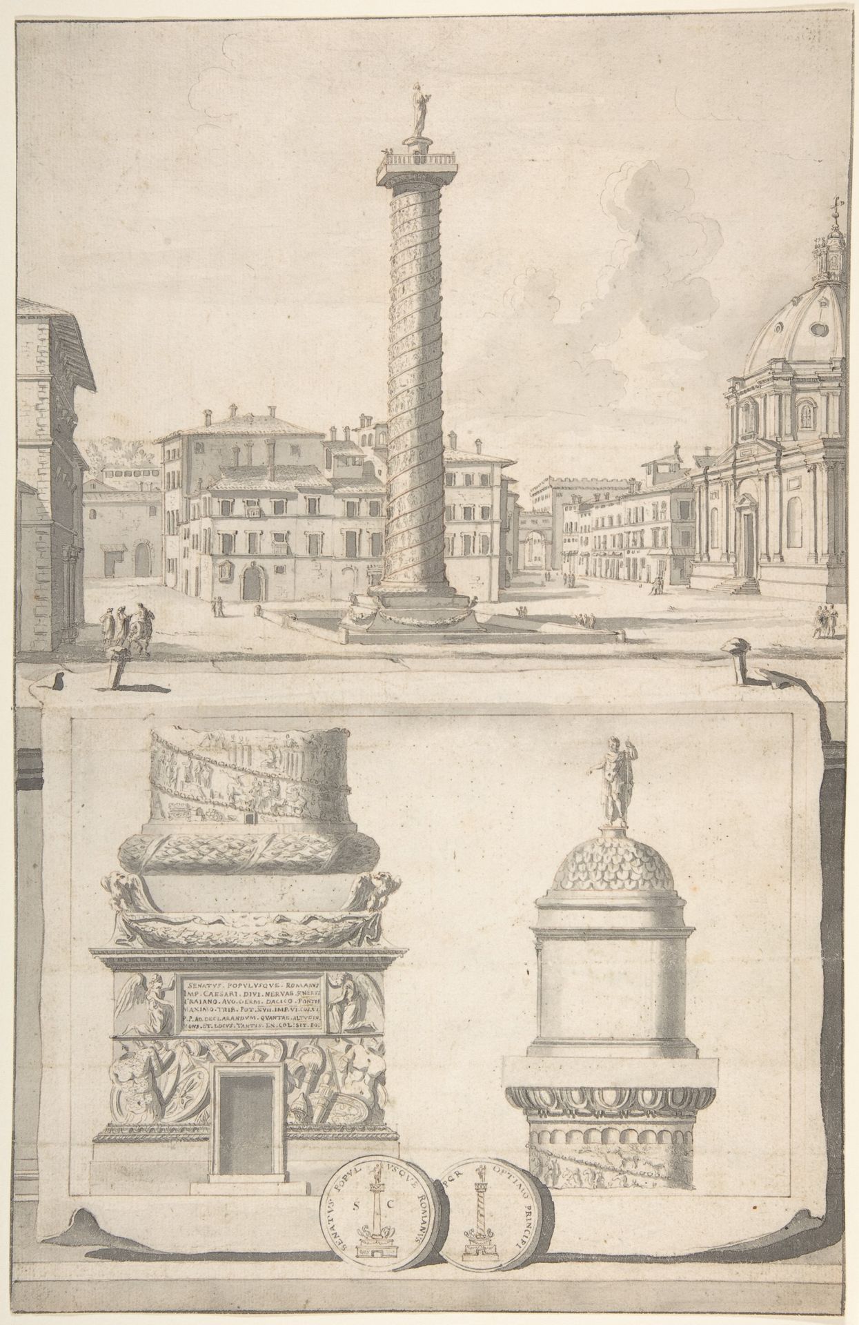 A View of the Column of Trajan (above) with Details (below) by Jan Goeree