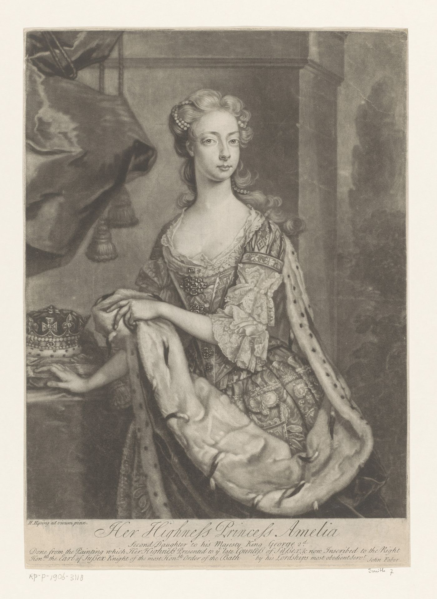 Portret van Amalia van Hannover by John (II) Faber