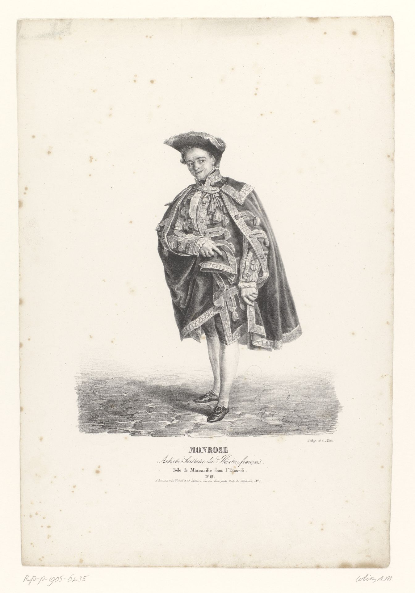 Portret van Claude-Louis Monrose als Mascarille in L'Étourdi by Alexandre-Marie Colin