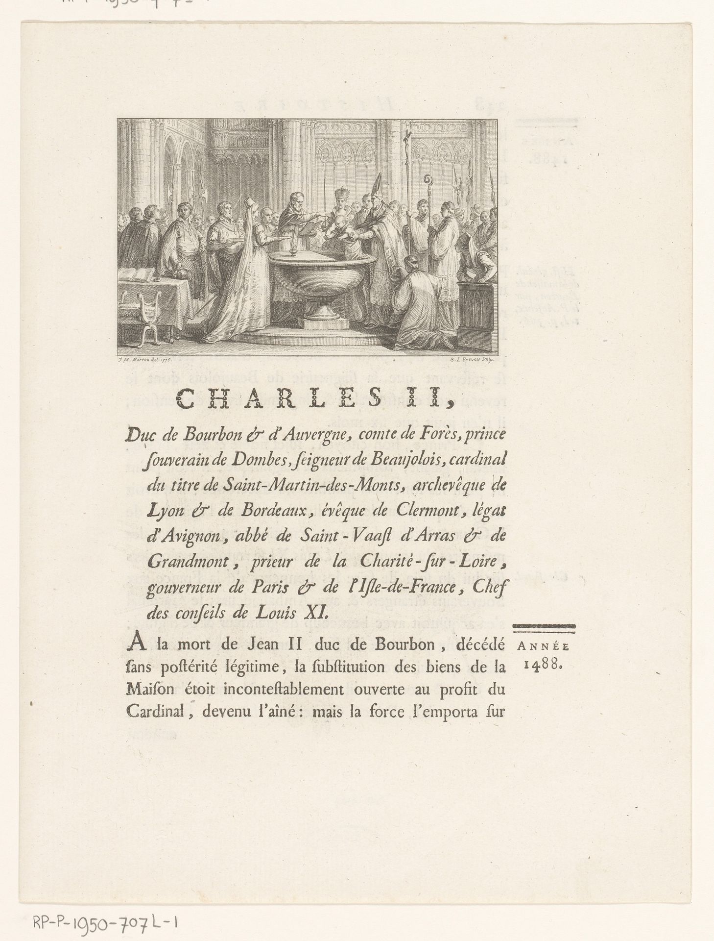 Aartsbisschop Charles II de Bourbon doopt een kind by Benoit Louis Prevost