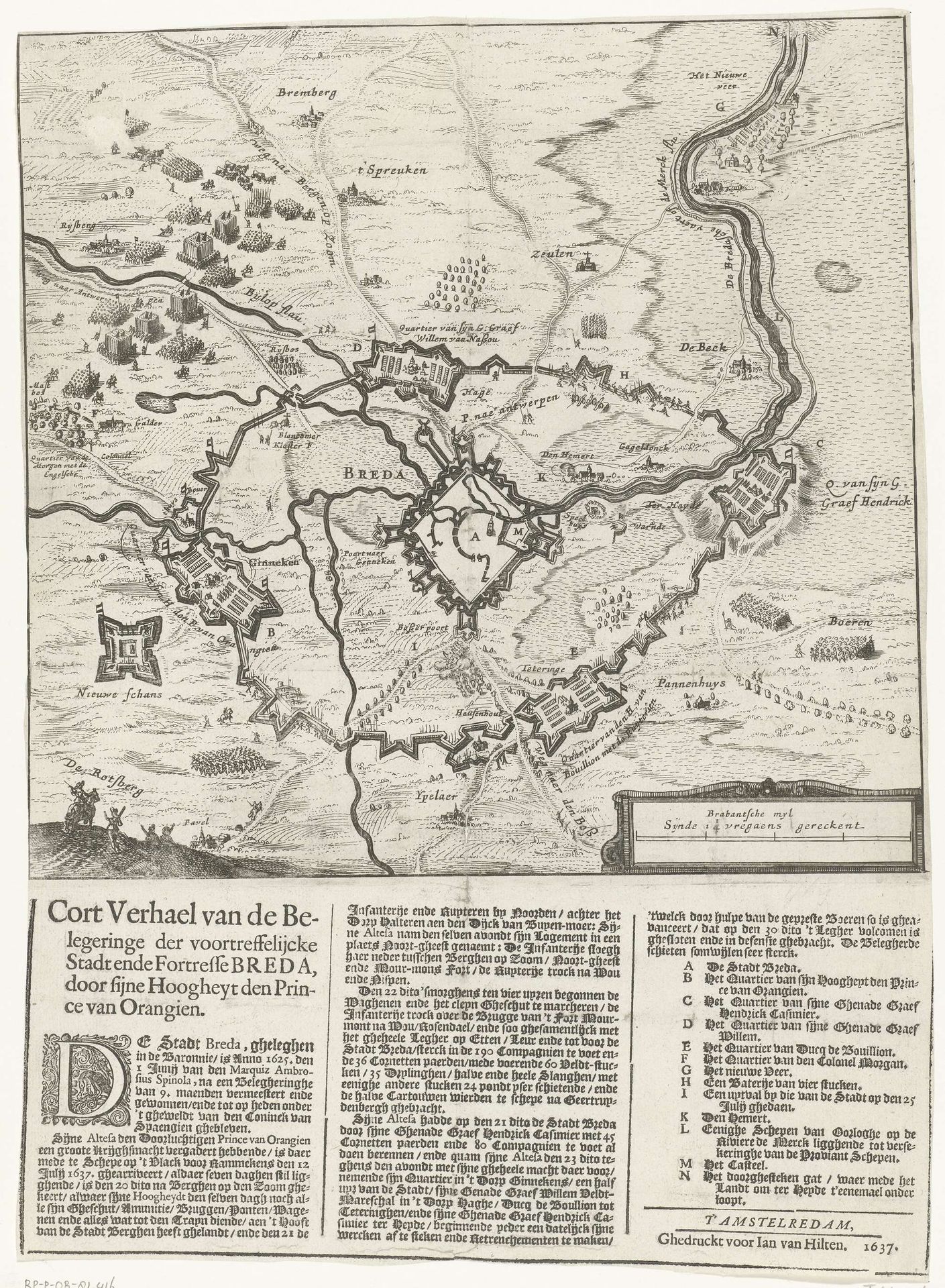 Kaart van het beleg van Breda, 1637 by Anonymous