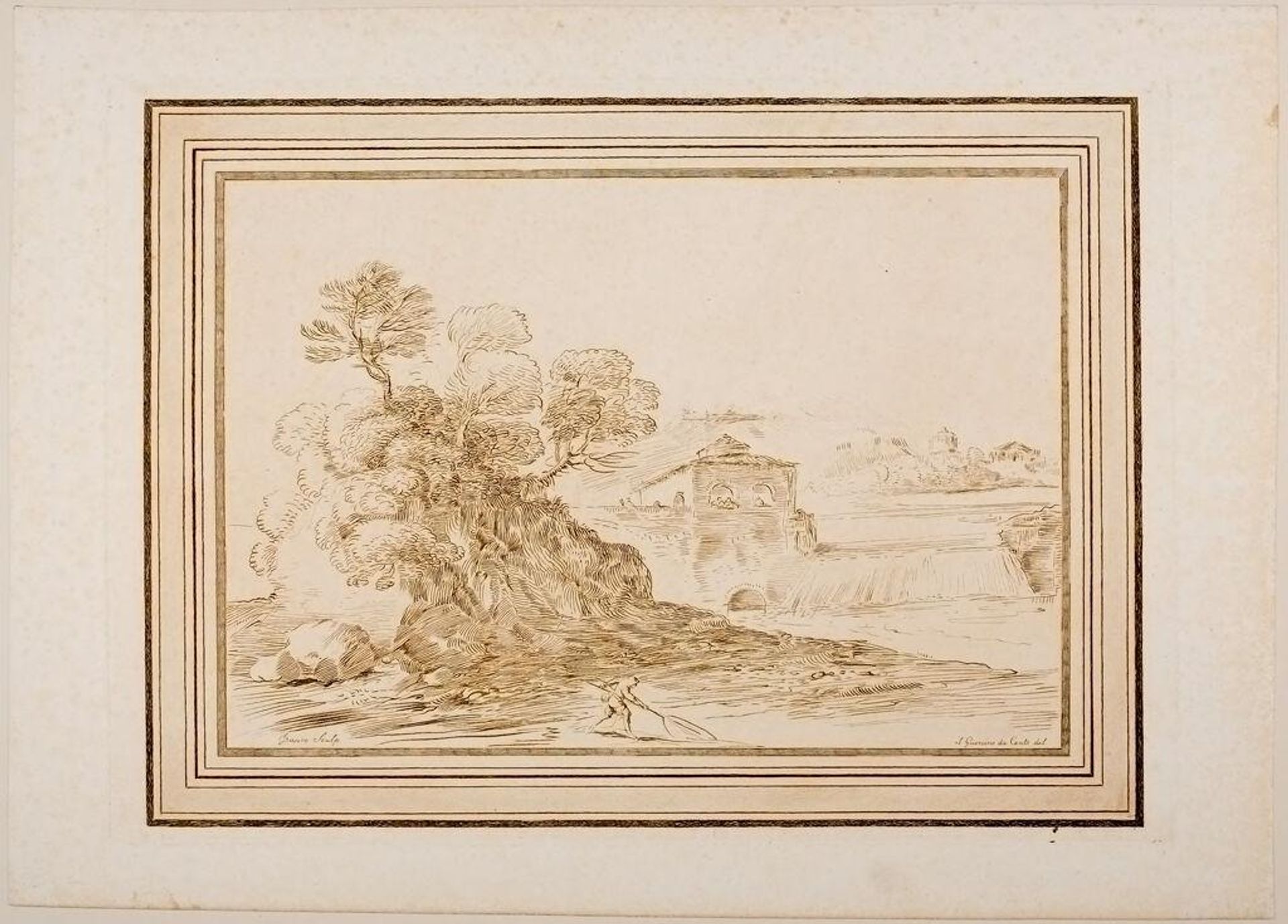 Landscape with Waterfall by James Basire, the elder