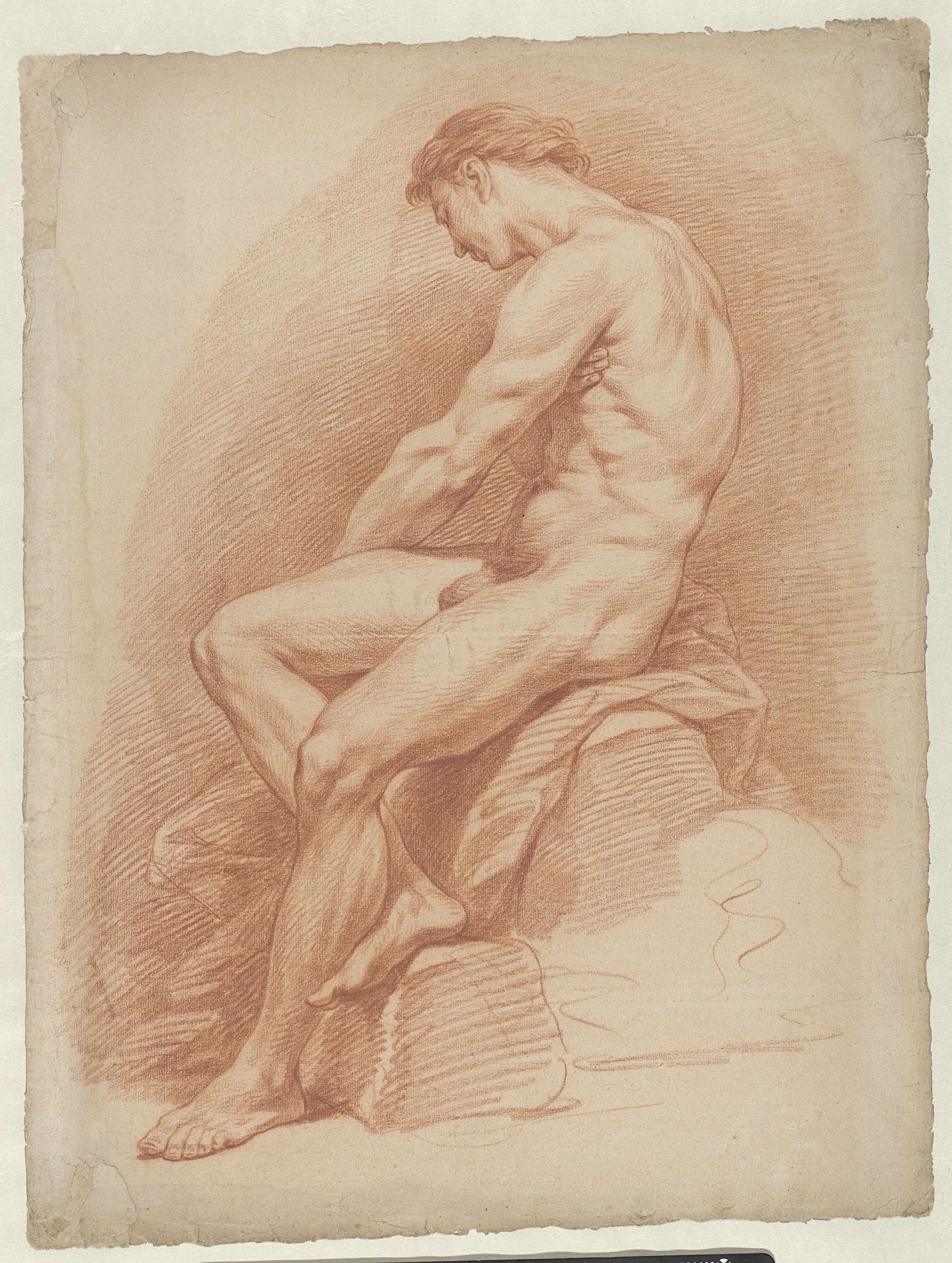 Zittend mannelijk naakt by Cornelis Joseph d' Heur