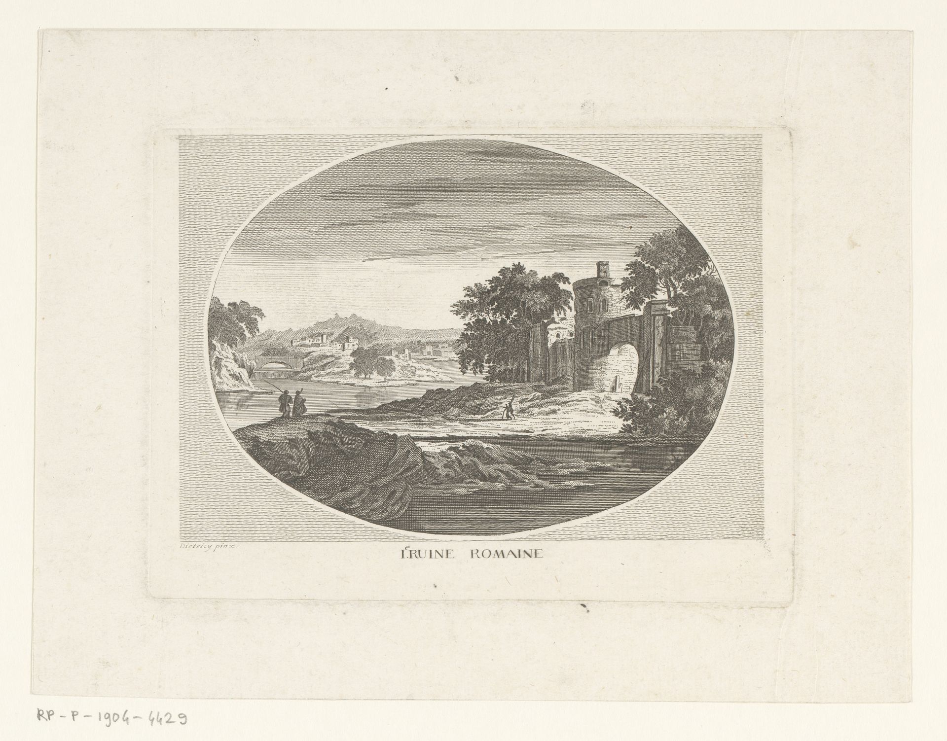 Romeinse ruïne in een rivier by Anonymous