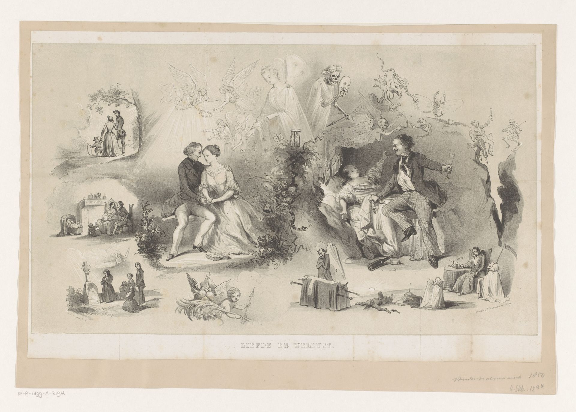 Verliefd stel verbeeldt liefde en lust by Carel Christiaan Antony Last