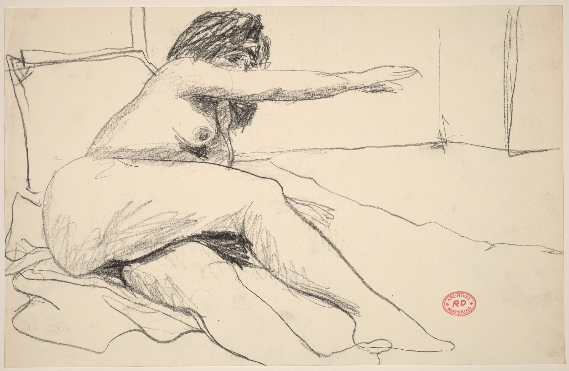 Untitled [relining nude reaching with her left arm] by Richard Diebenkorn