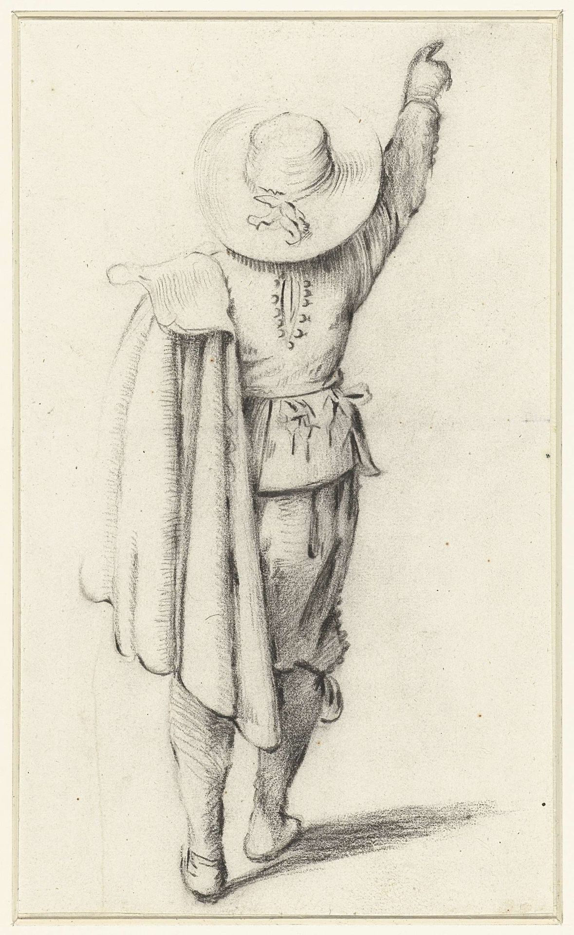 Staand jongetje met een mantel, van achteren gezien by Gerard ter (II) Borch