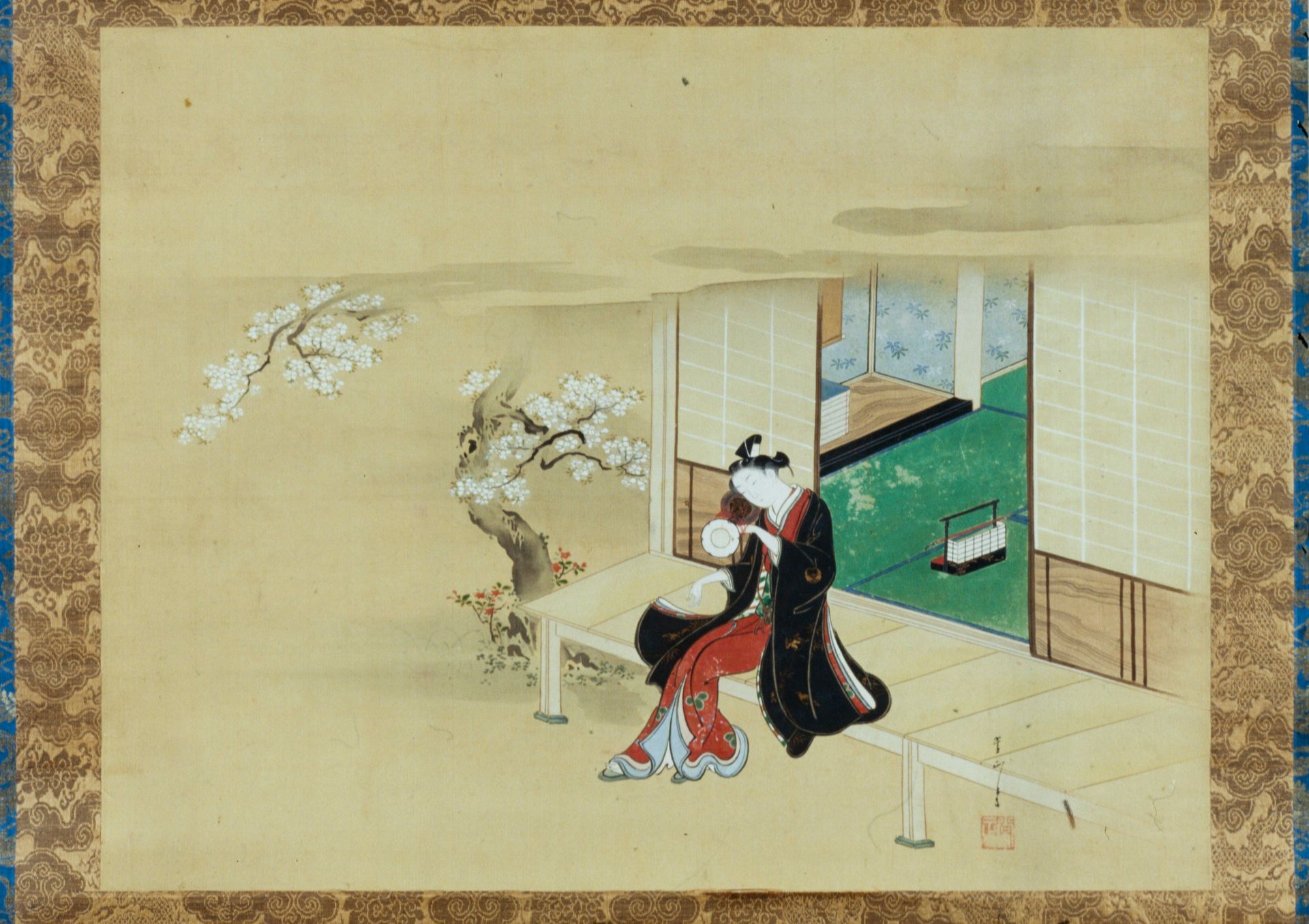Young Man Playing a Shoulder Drum by Kawamata Tsunemasa