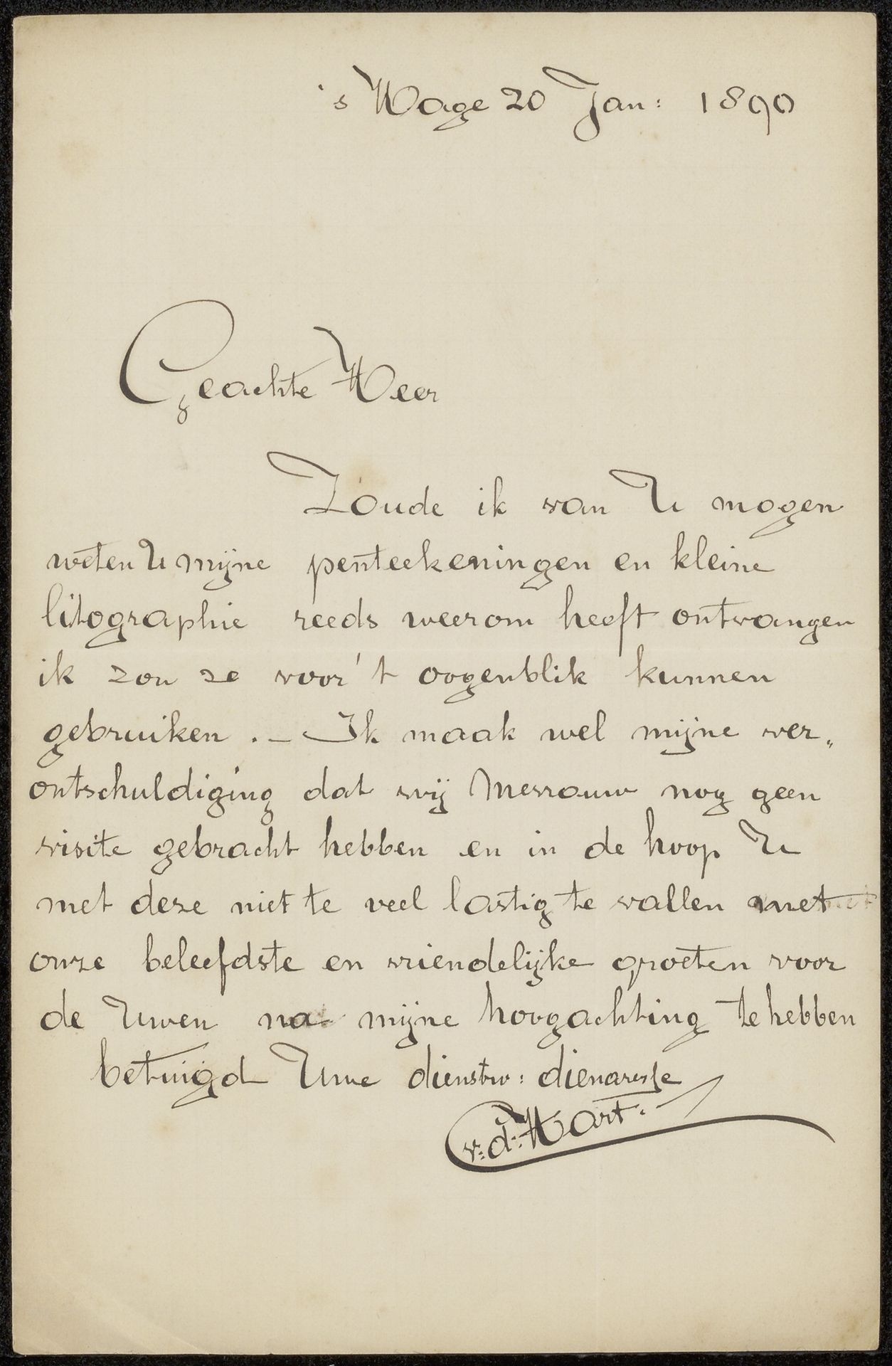 Brief aan Philip Zilcken by Cornelia van der Hart