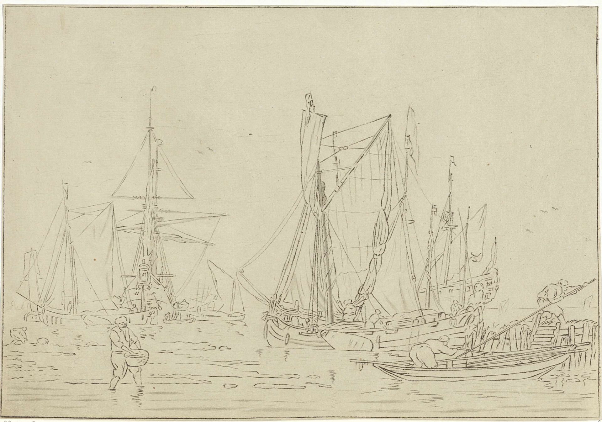 Lossen van aangemeerde schepen by Bernhard Schreuder