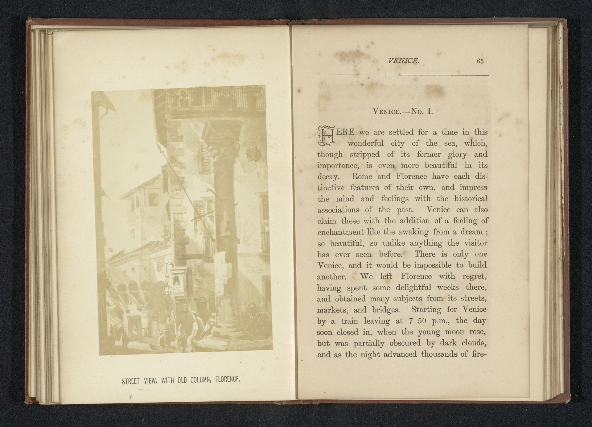 Street view, with old column, Florence by J. Greer