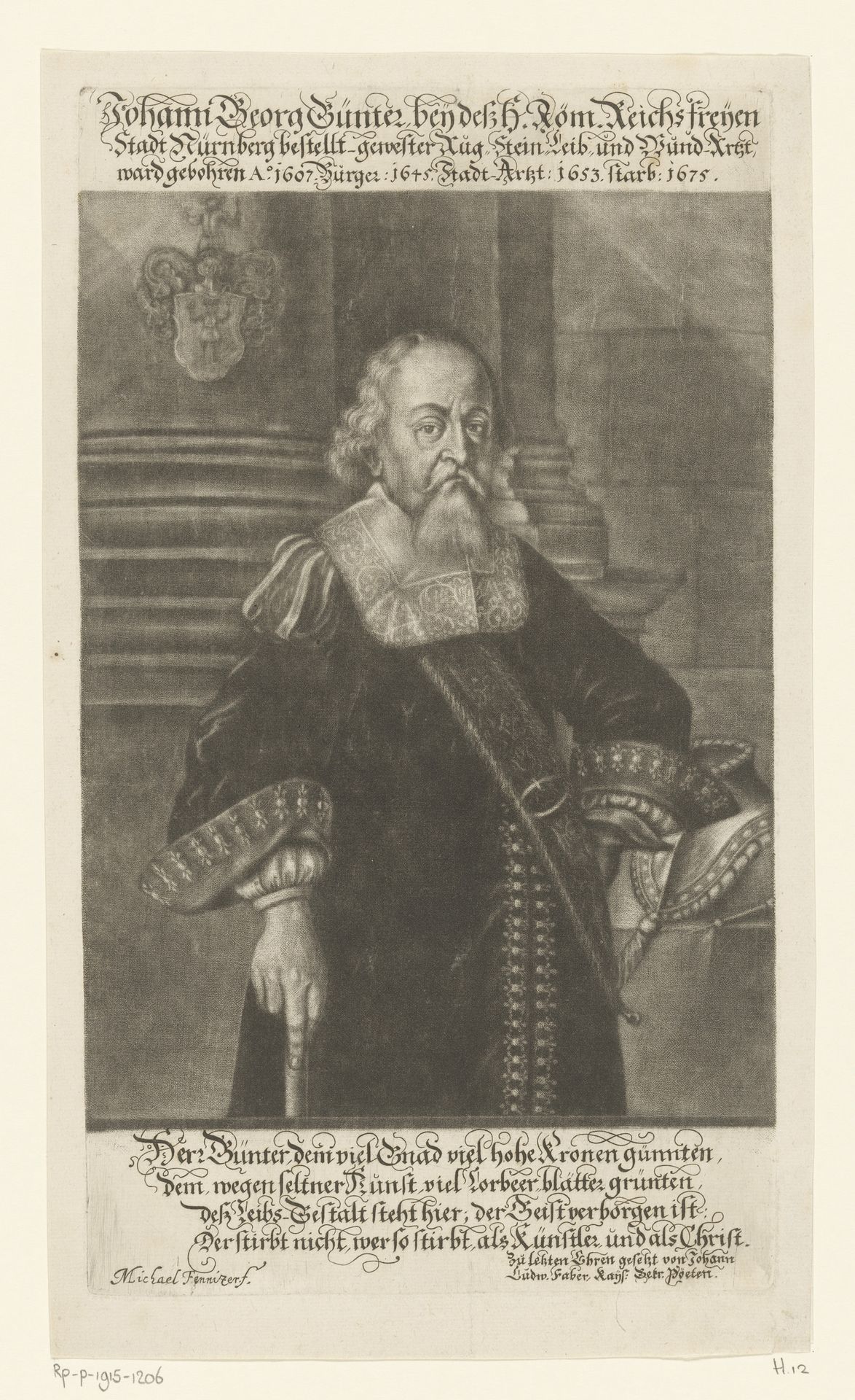 Portret van Johann Georg Günter by Michael Fennitzer