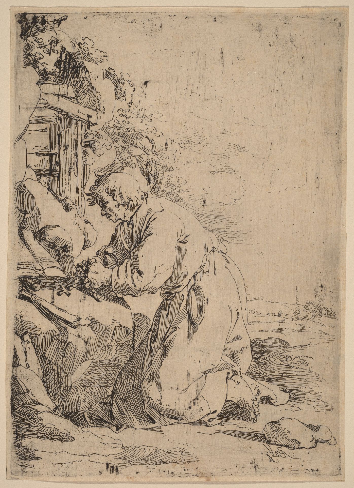 The Kneeling Hermit Facing Left by Andries Both