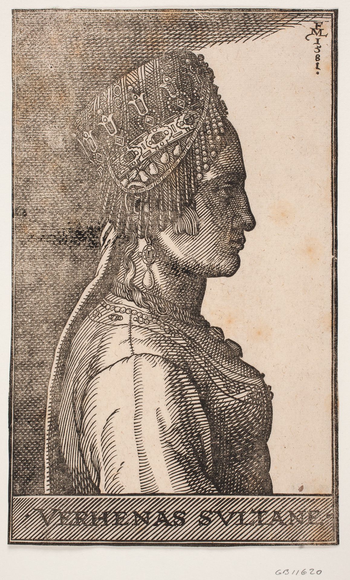 Portrait of a sultan's wife, profile towards the right by Melchior Lorck